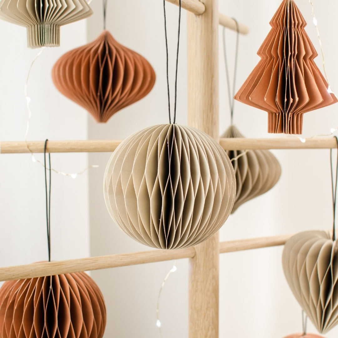 Linen Coloured Paper Christmas Ornaments I Dream of Snow