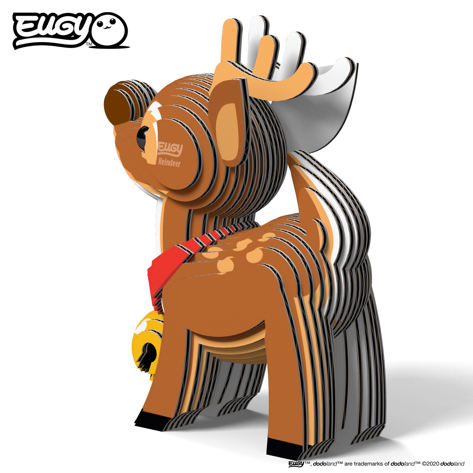 EUGY Reindeer - 3D Cardboard Model Kit, side rear view