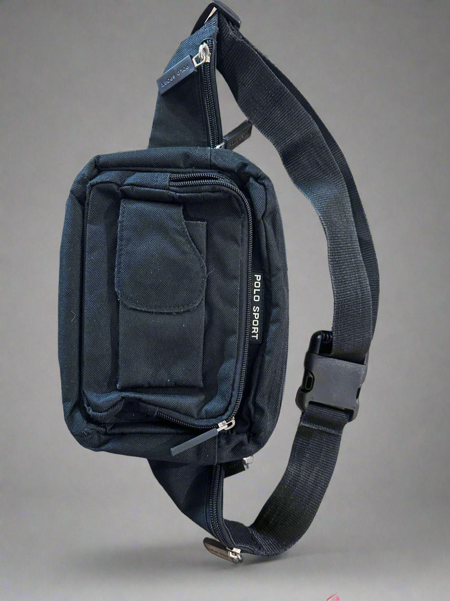 Vintage Ralph Lauren Polo Sport Black Fabric Bum Bag Pouch