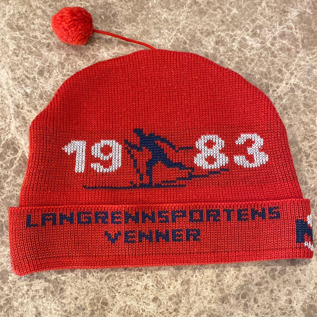 Vintage 1983 Norwegian Langrennsportens Venner Red Beanie