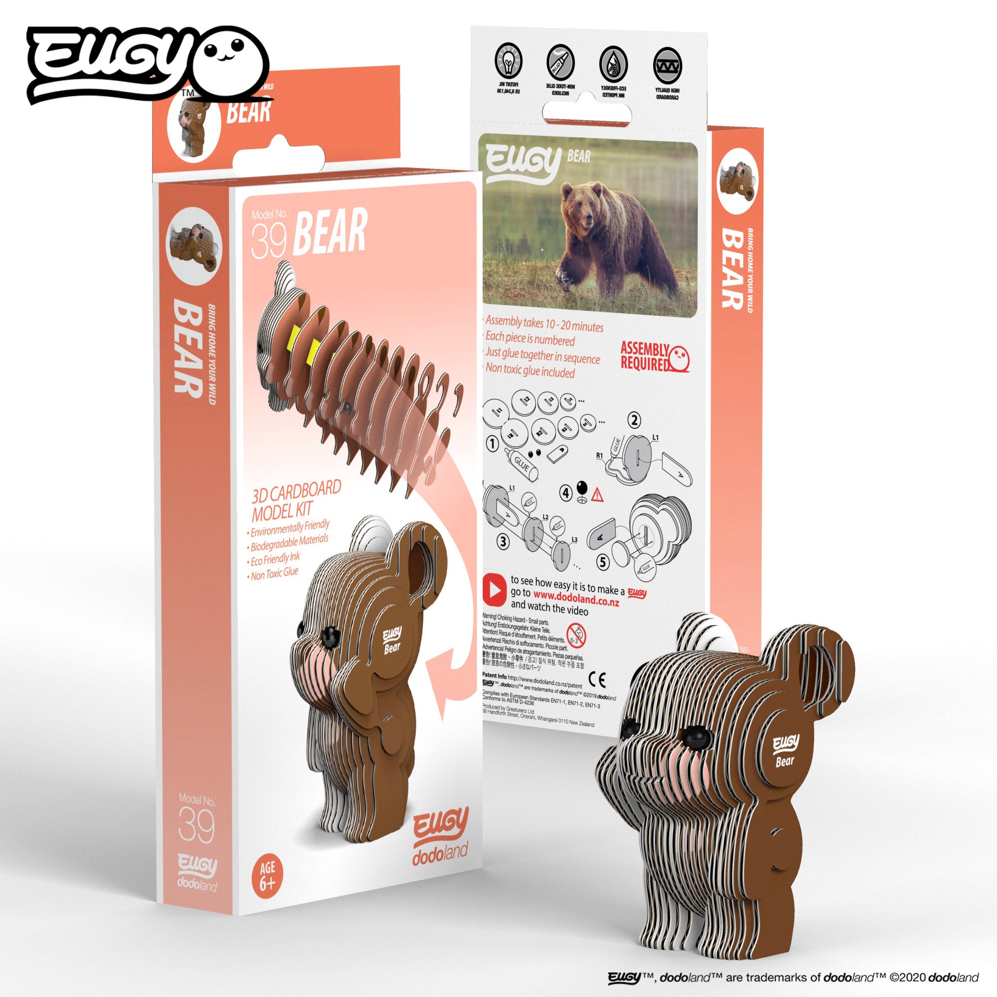EUGY Bear - 3D Cardboard Model Kit