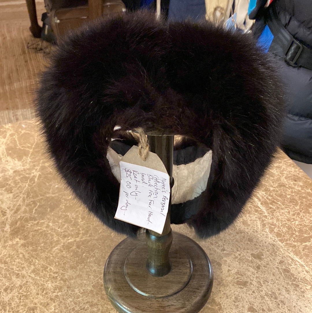 Vintage Black Fox Fur Headband (Rent)