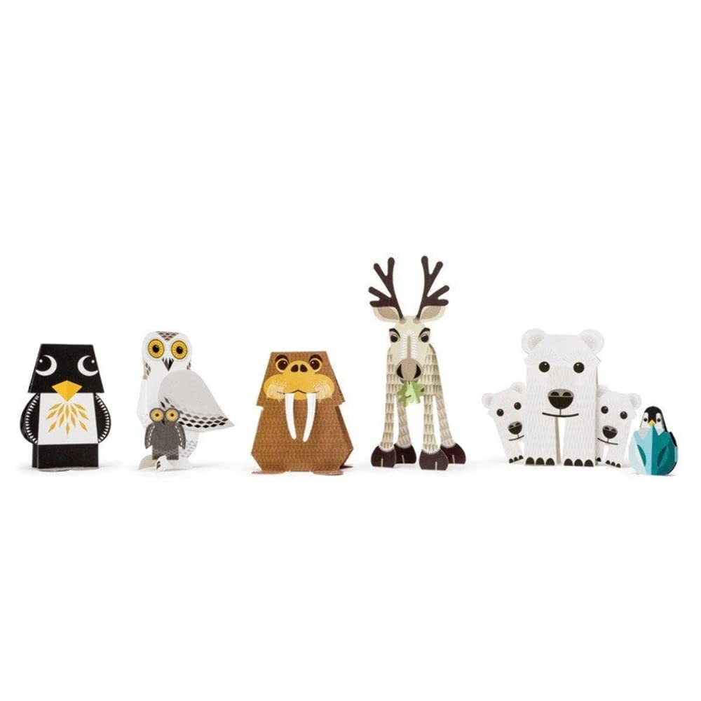 Mibo: The Polar Pack Book pop out paper animals including a penguin, snowy owl, walrus, reindeer and polar bears