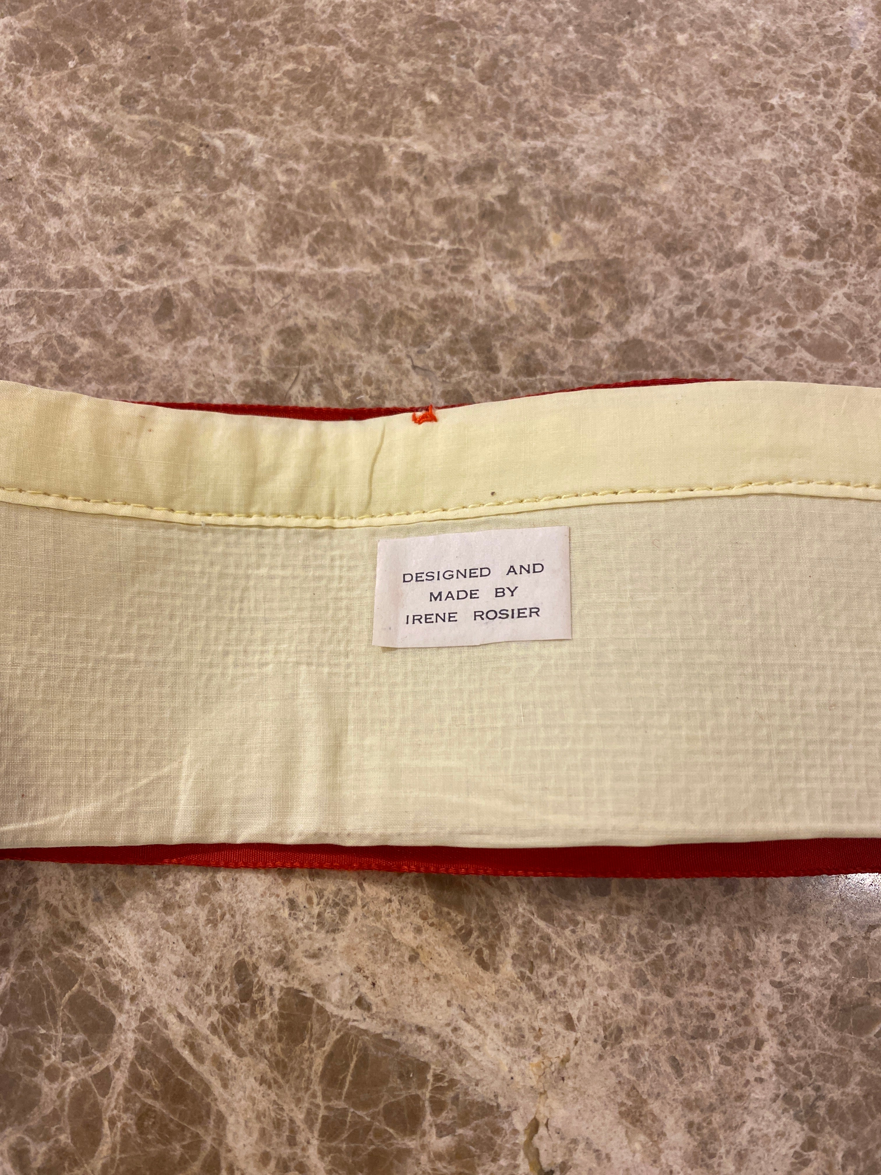 Vintage Red Belt with Hand Painted SnowSports. Brand Label