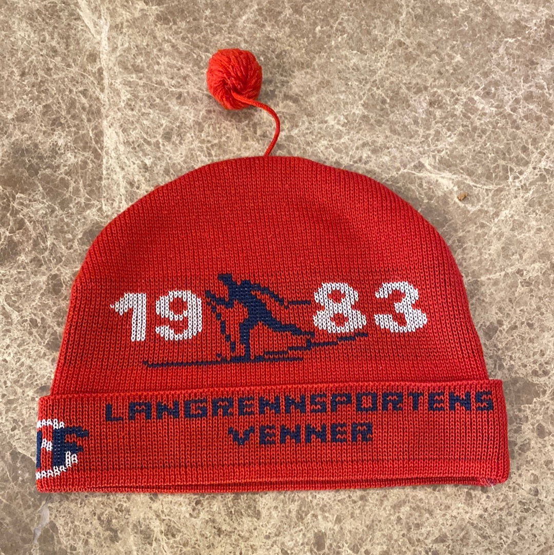 Vintage 1983 Norwegian Langrennsportens Venner Red Beanie