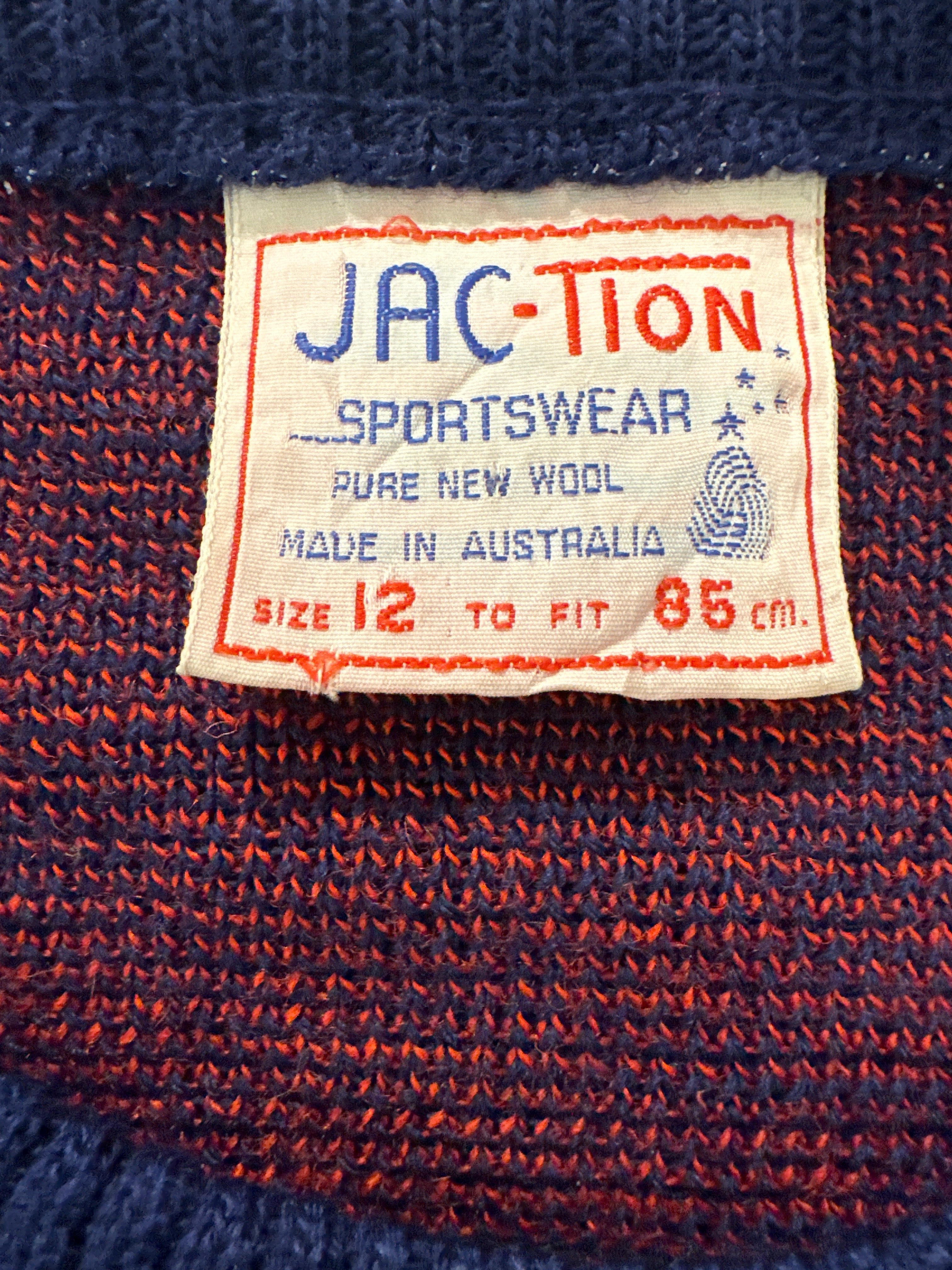 Vintage Navy Blue Jac-Tion Koala With Skis Jumper label