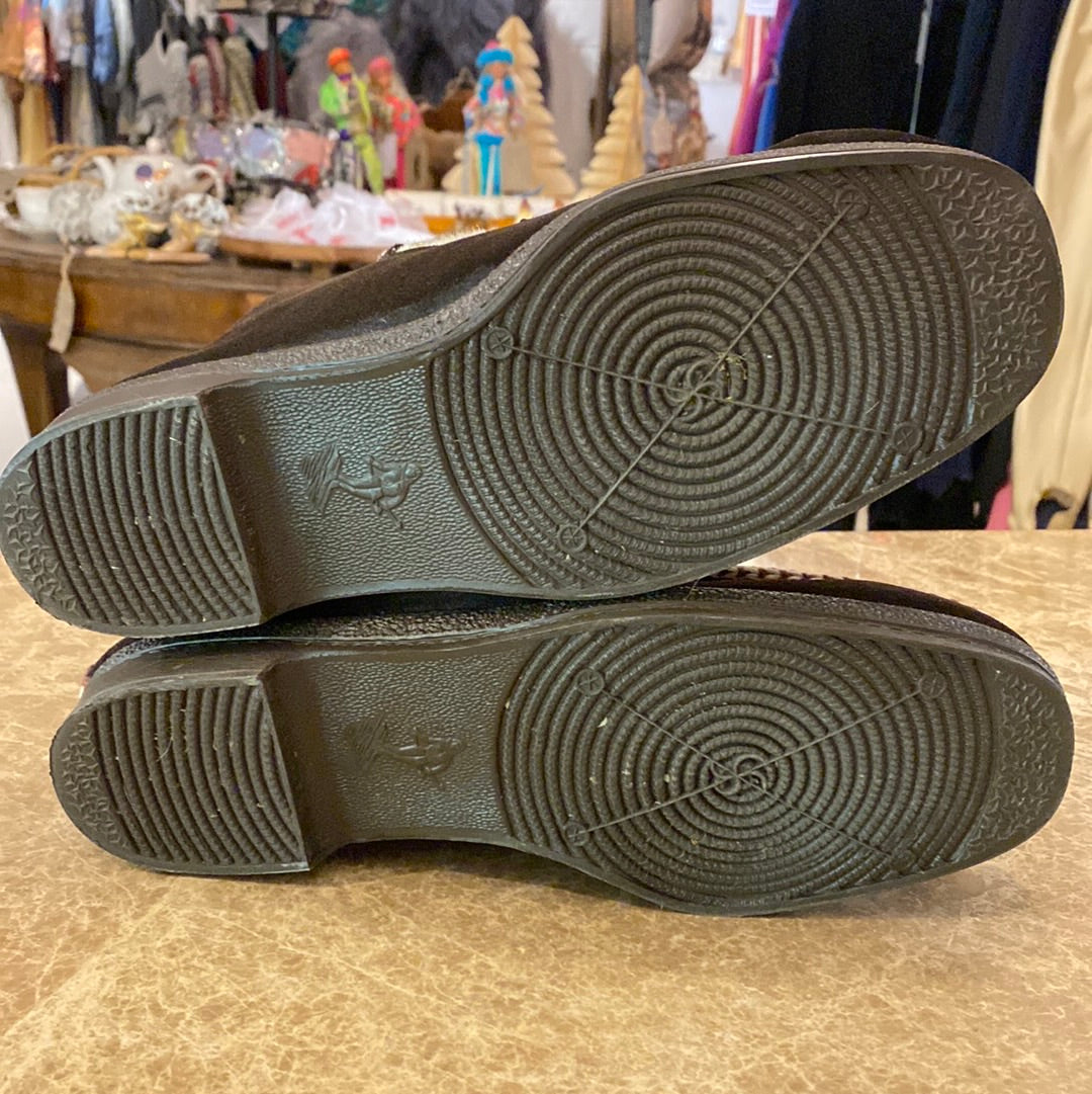 Vintage Snowland Brown Suede & Cream Wool Après Snow Boots