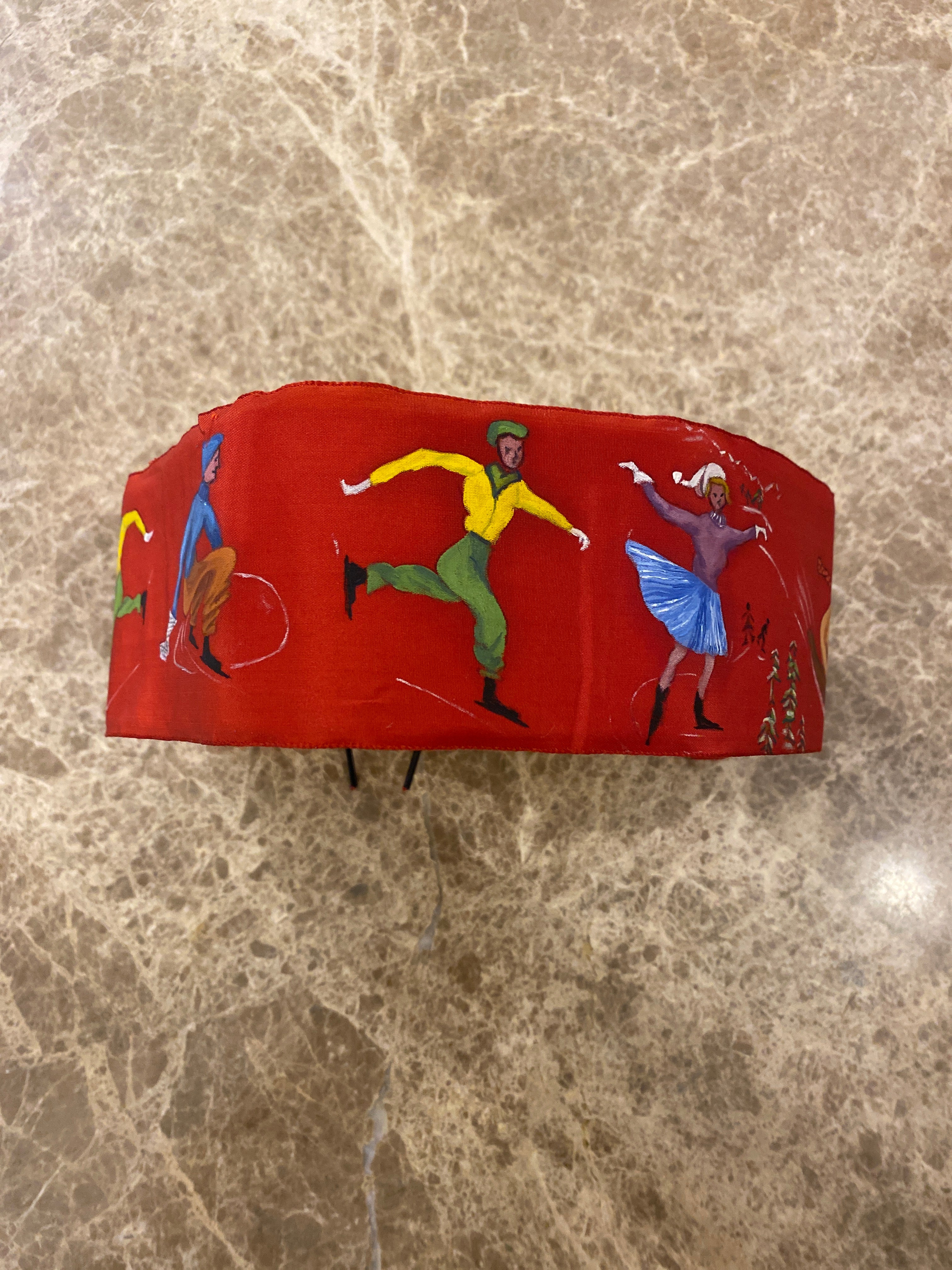 Vintage Red Belt with Hand Painted SnowSports 3