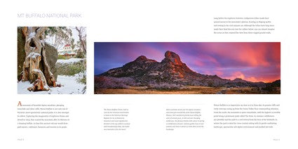 Two images sown across a double page layout of Mt Buffalo.