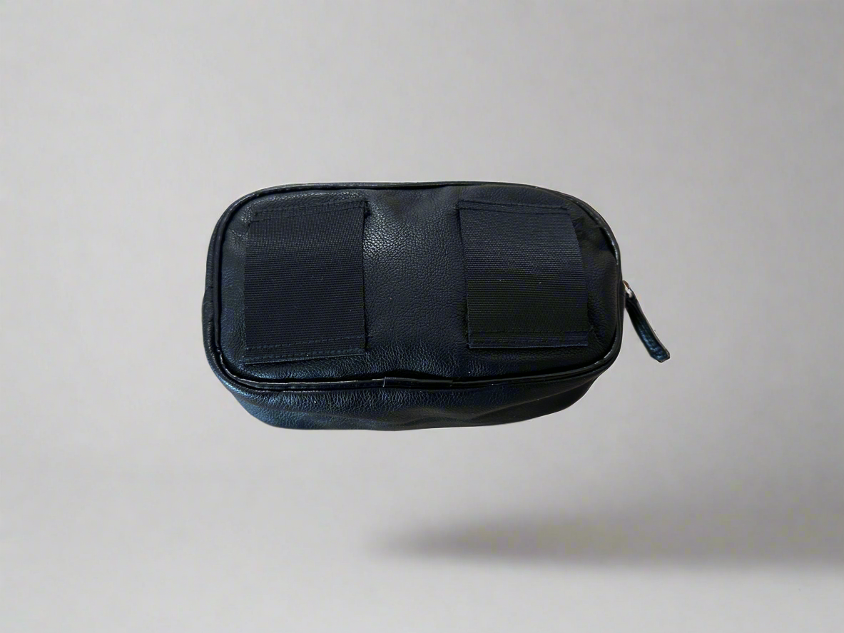Vintage Rossignol Black Faux Leather & Embroidered Rainbow Bum Bag/Pouch