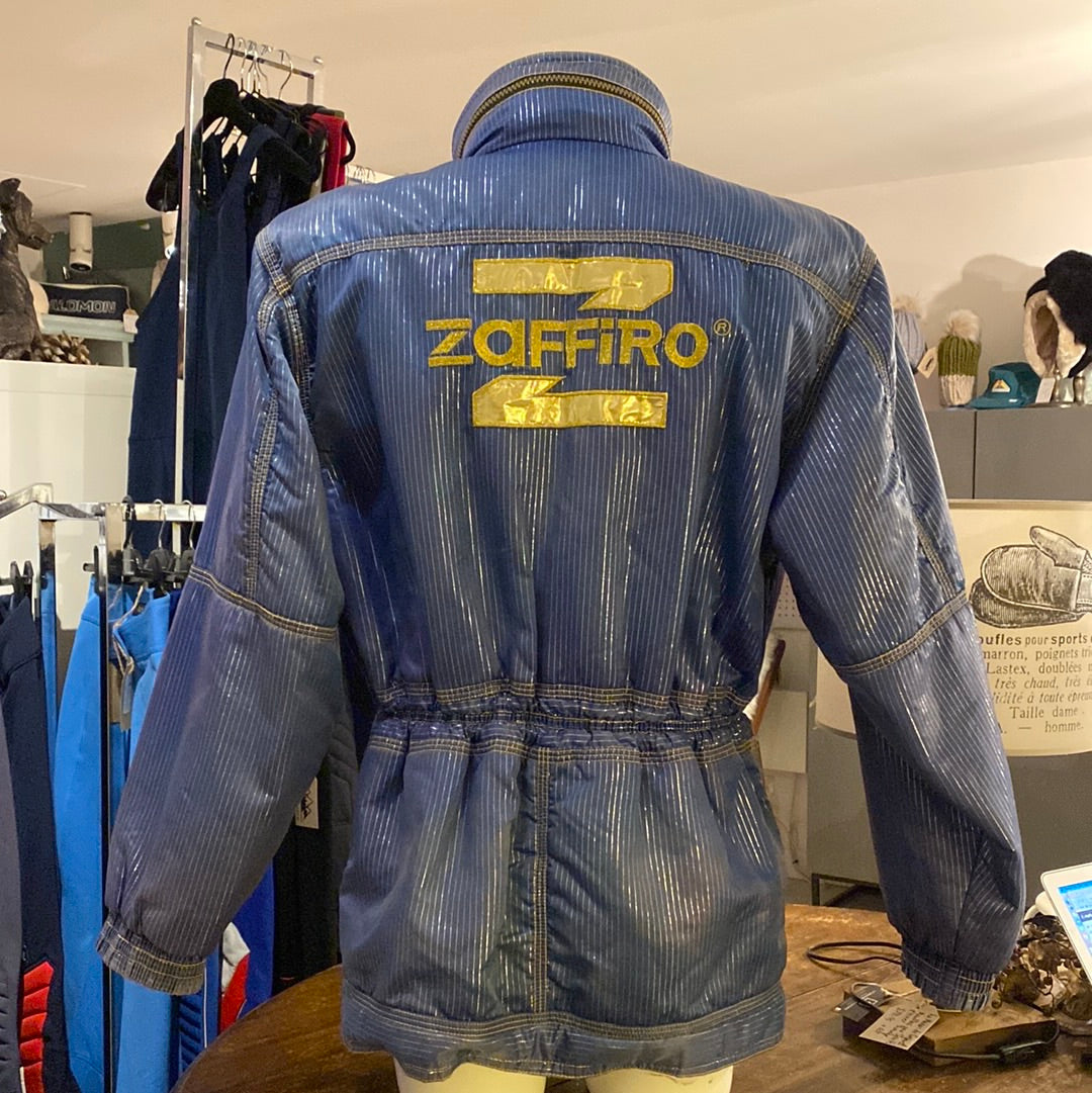 Vintage Zaffiro Blue, Silver, Gold & Fluorescent Yellow Jacket - rear