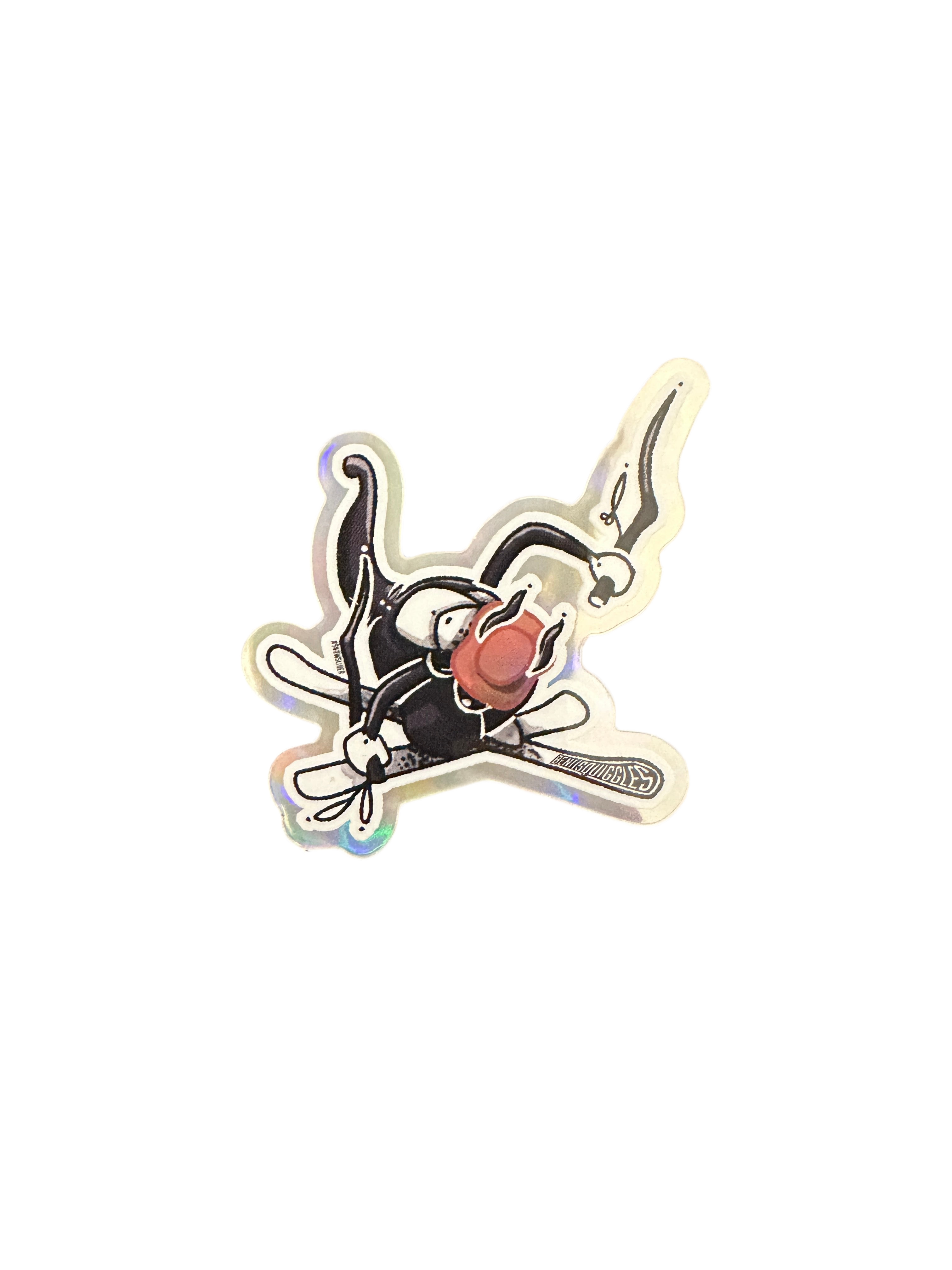 Skiing Wallaby Hologram Sticker
