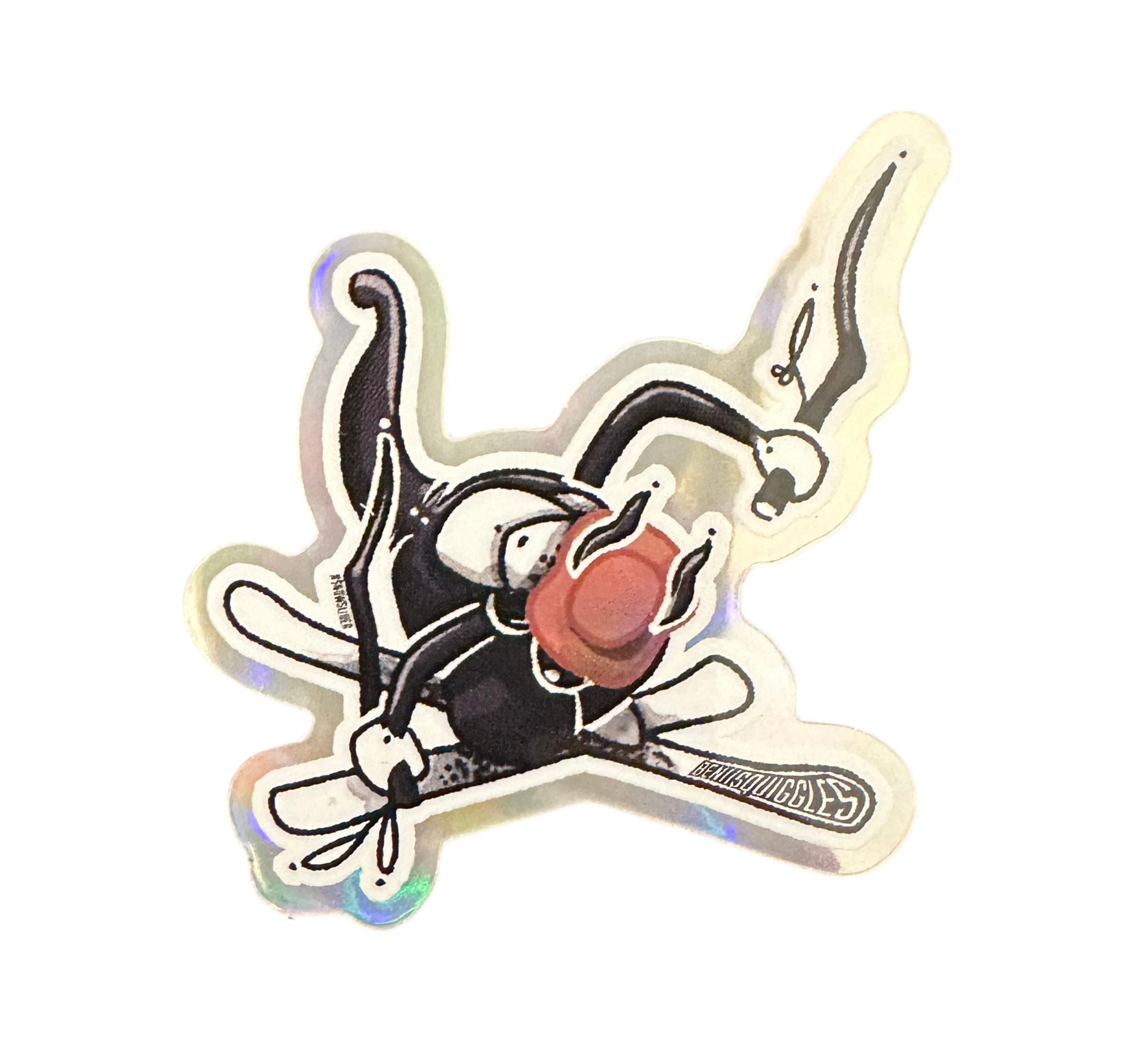 Skiing Wallaby Hologram Sticker