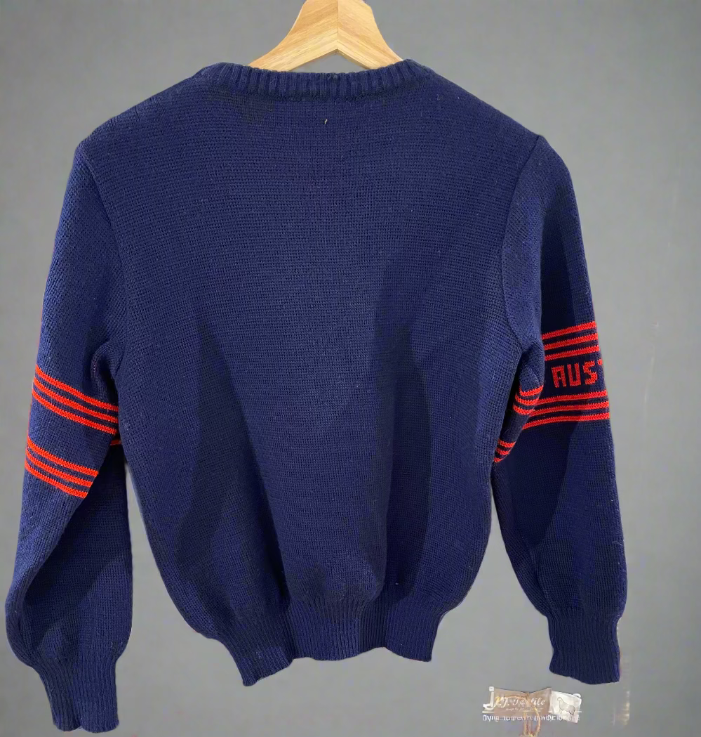 Vintage Navy Blue Jac-Tion Koala With Skis Jumper. Back