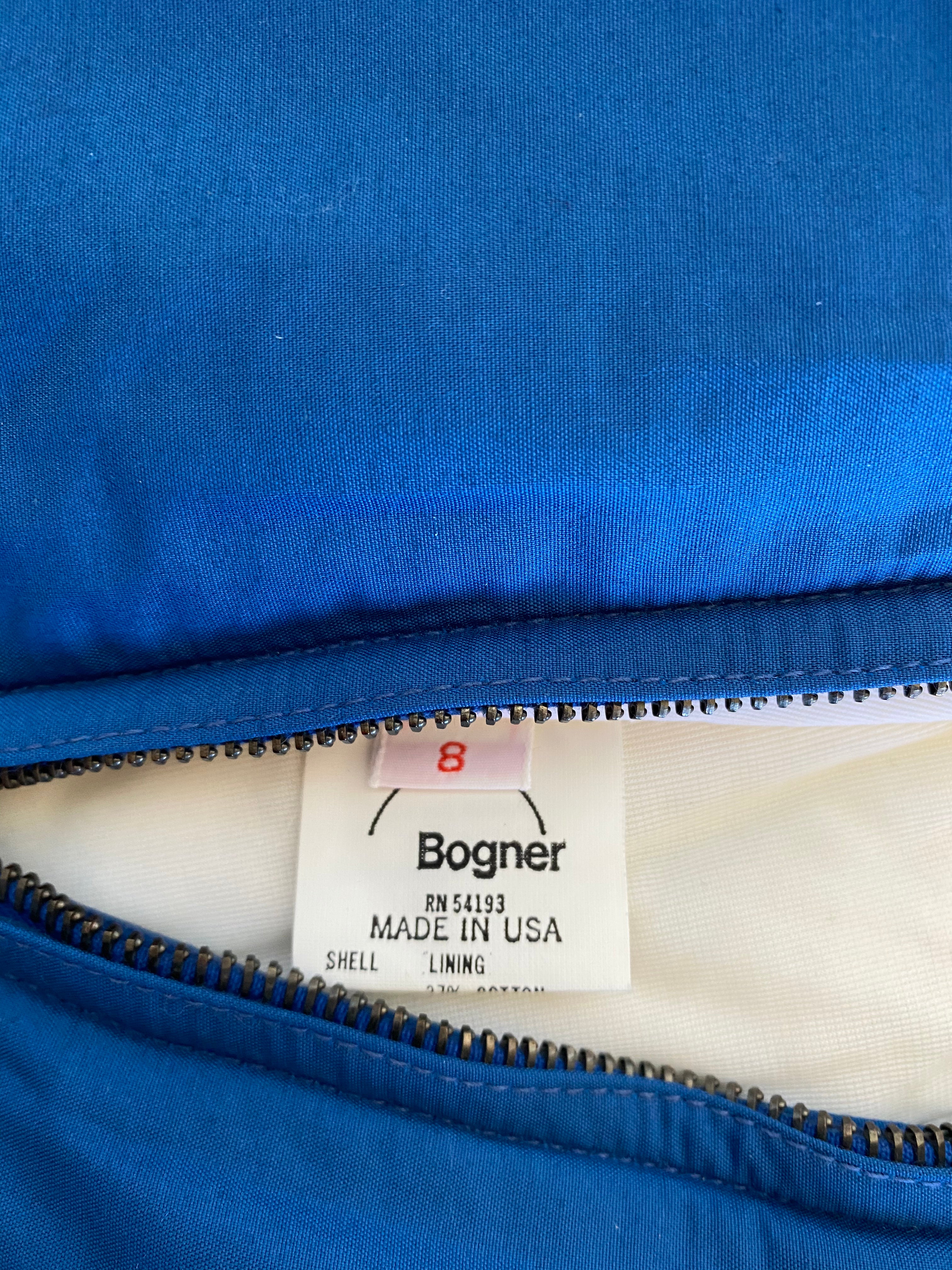 Vintage Bogner Blue with Pink Stripes One Piece Ski Suit