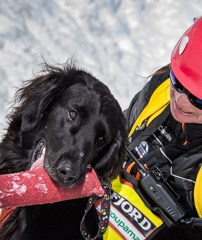 Caroline with her beloved dog Fjord, who has now passed away.