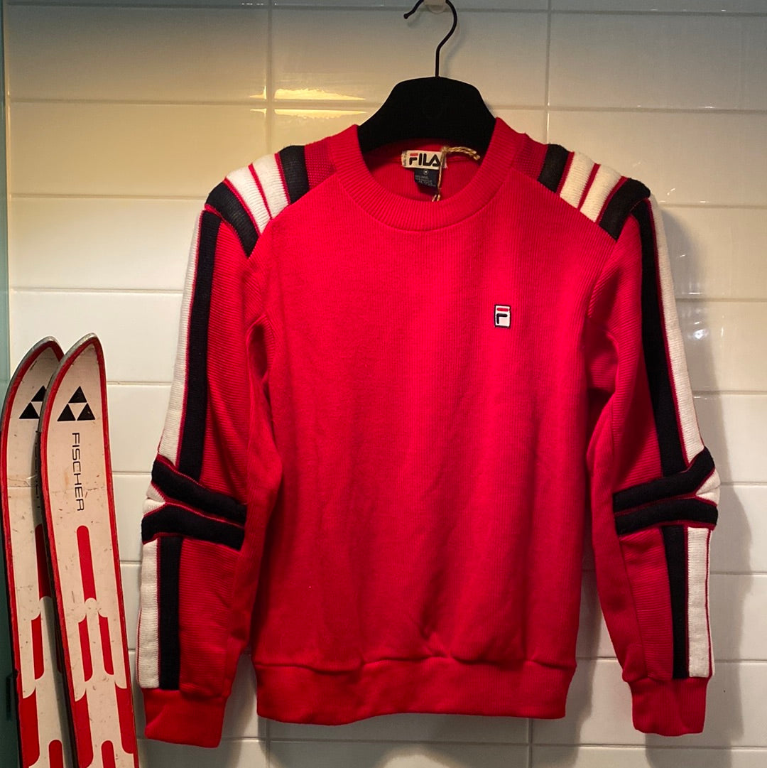 Vintage Fila Red, White & Black Padded Ski Racing Jumper