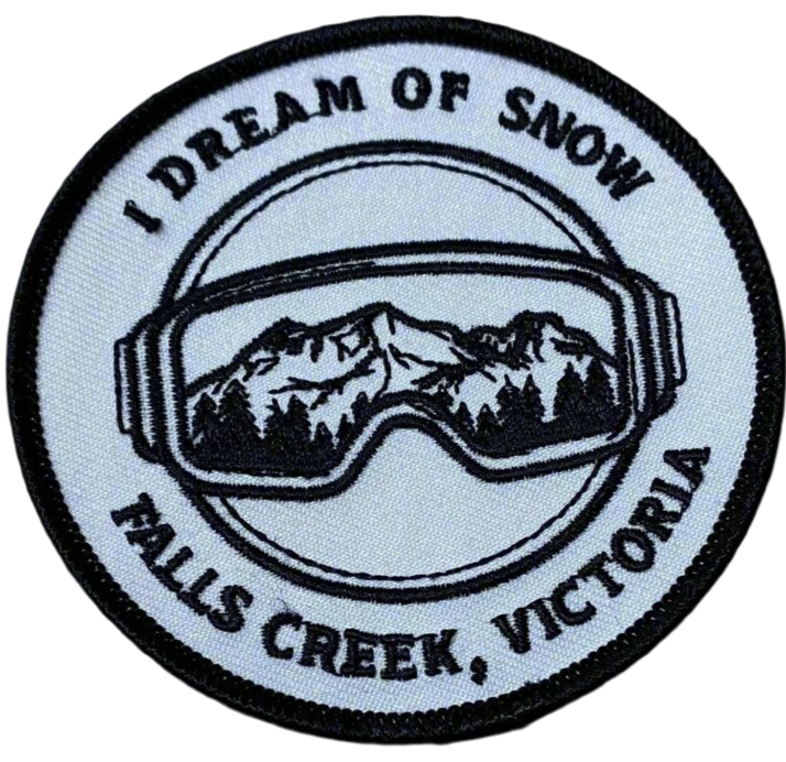 I Dream Of Snow Falls Creek Black & White Fabric Embroidery Patch