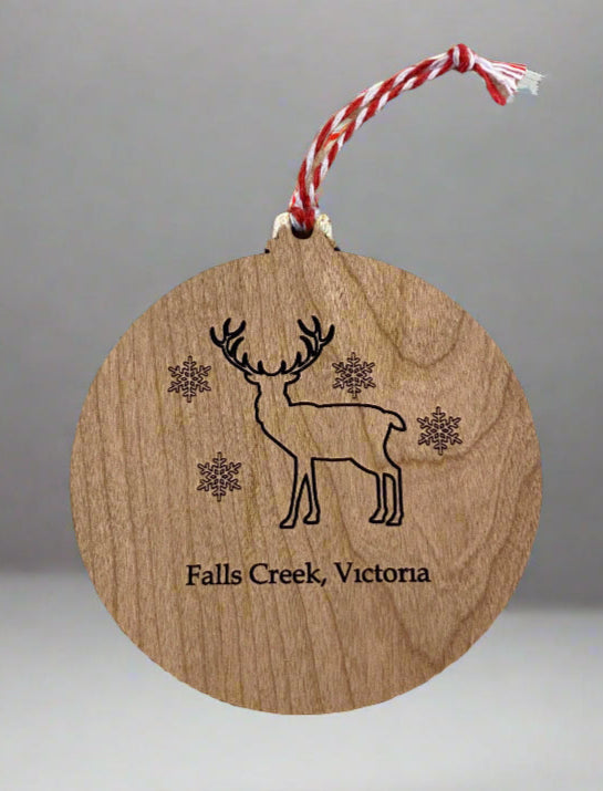 Falls Creek Cherry Wood Deer Bauble by I Dream Of Snow. Deer