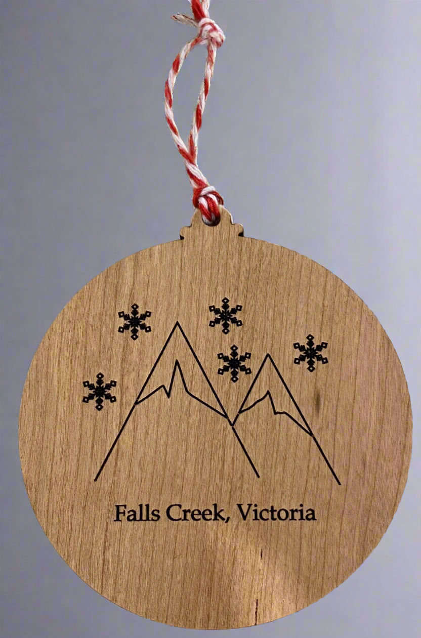 Falls Creek Cherry Wood Mountain Bauble by I Dream Of Snow.