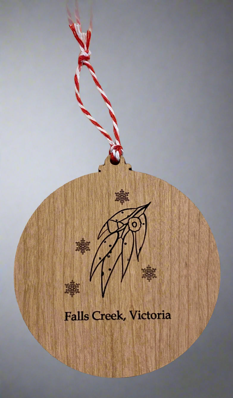 Falls Creek Cherry Wood Snowgum Bauble by I Dream Of Snow.