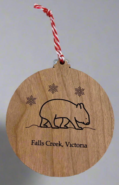 Falls Creek Cherry Wood Wombat Bauble by I Dream Of Snow. Deer