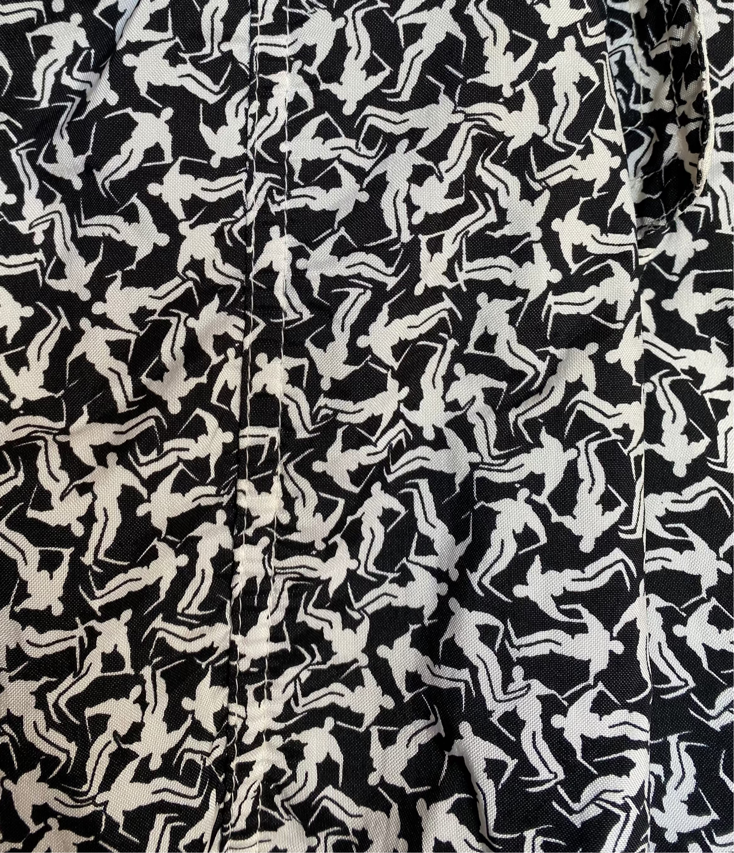 Vintage Kaelin Black & White 1-Piece Ski Suit. Black & White Skier Pattern