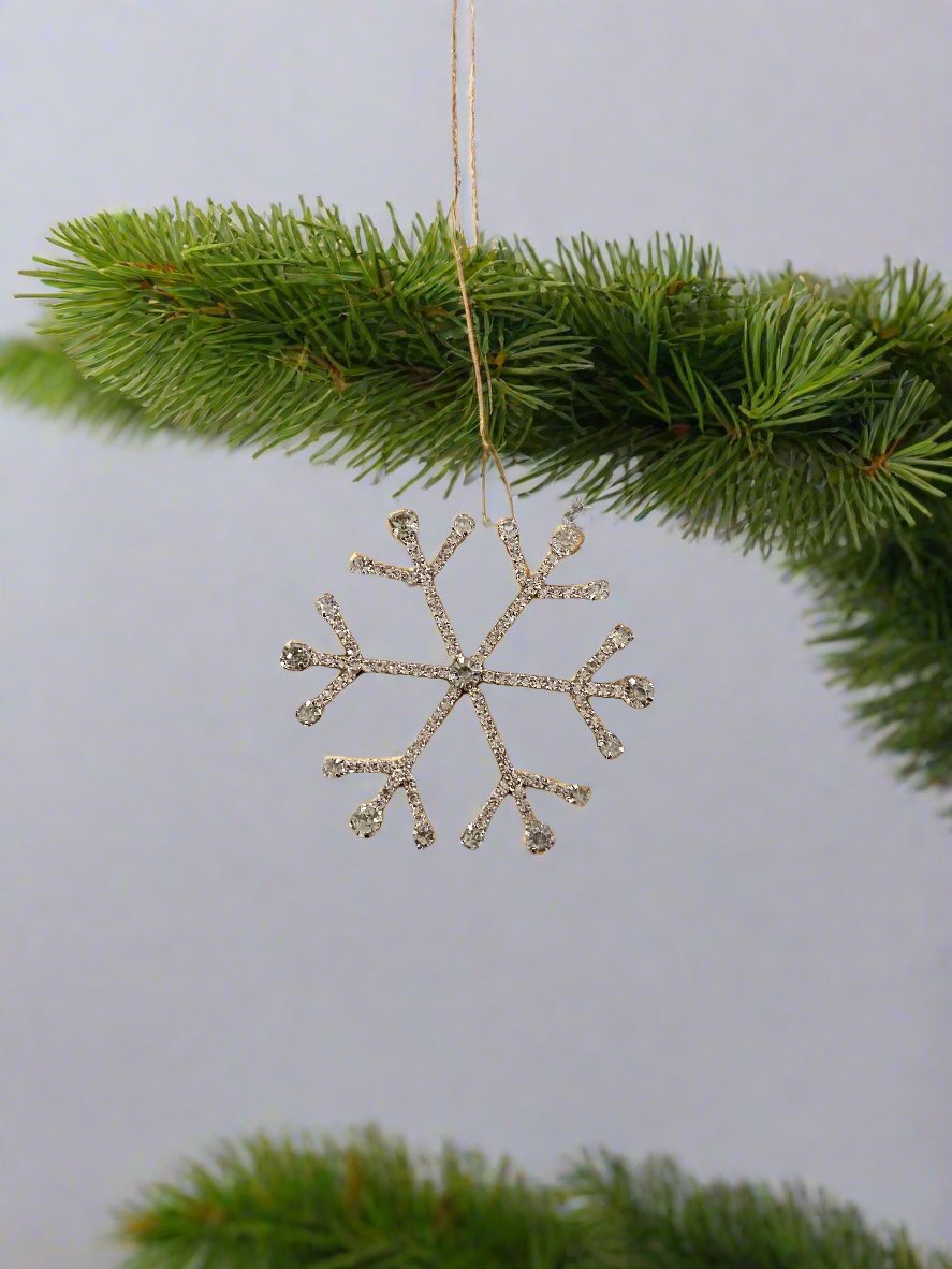 Glass and steel hanging snowflake ornament. Style 3