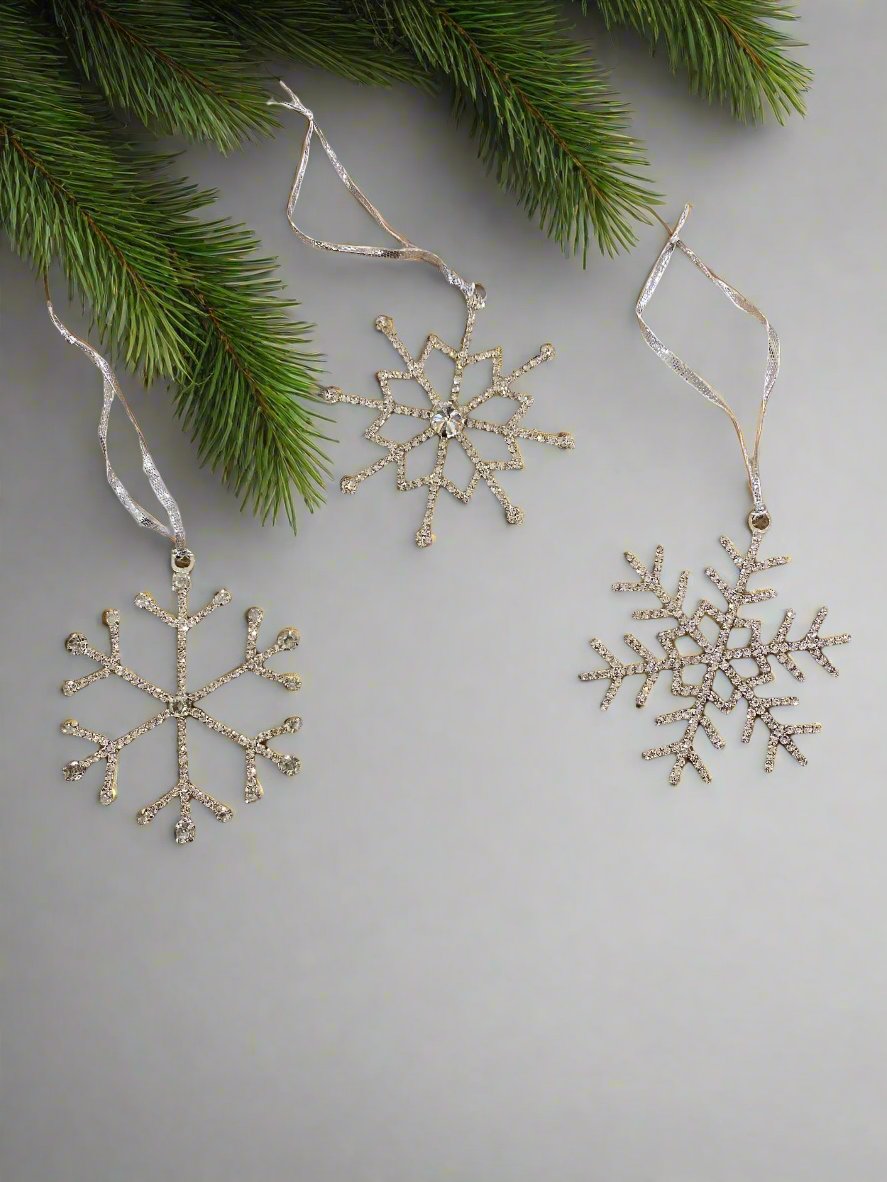 Jewel Snowflake steel and glass hanging ornaments,