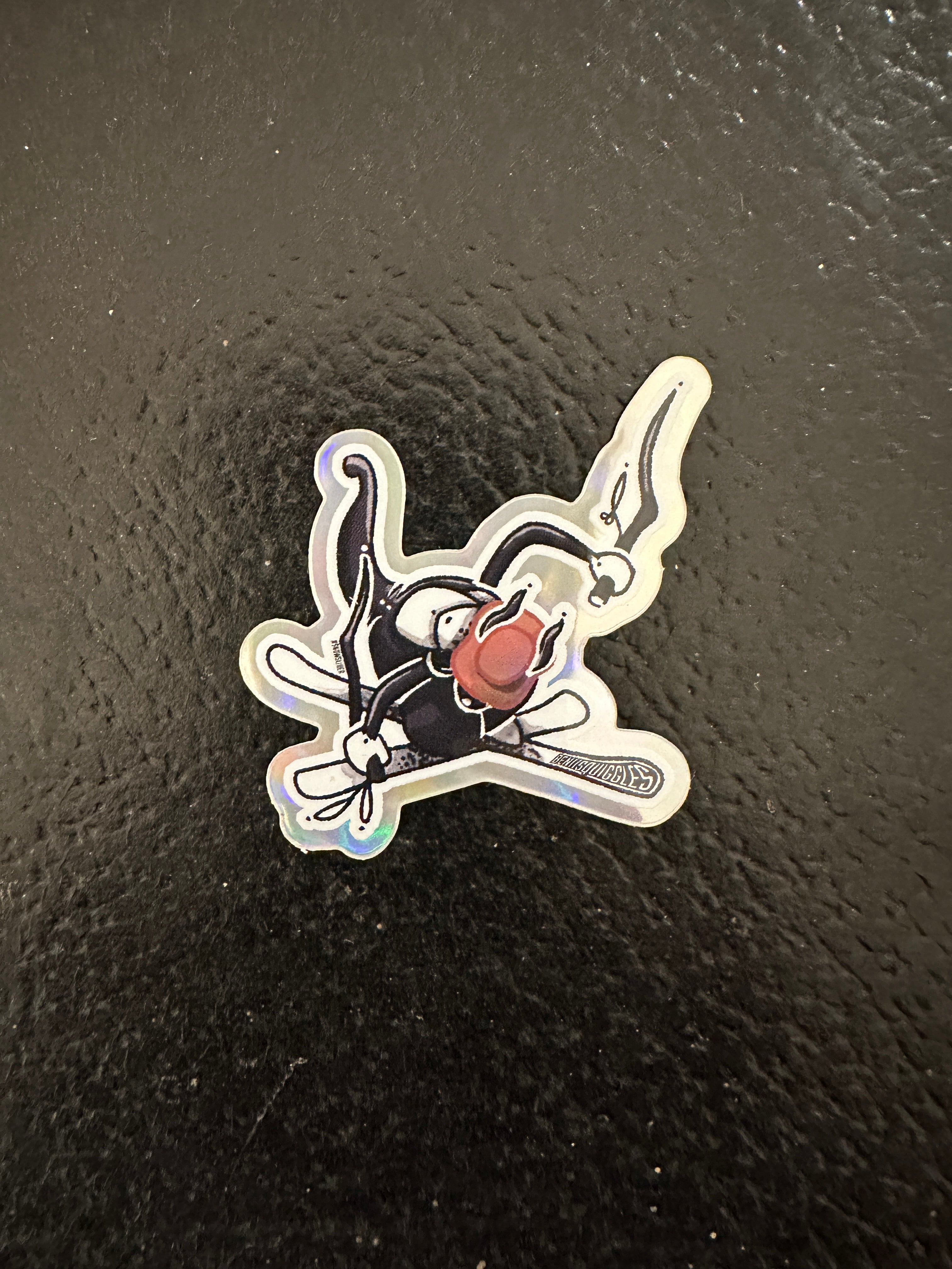 Skiing Wallaby Hologram Sticker