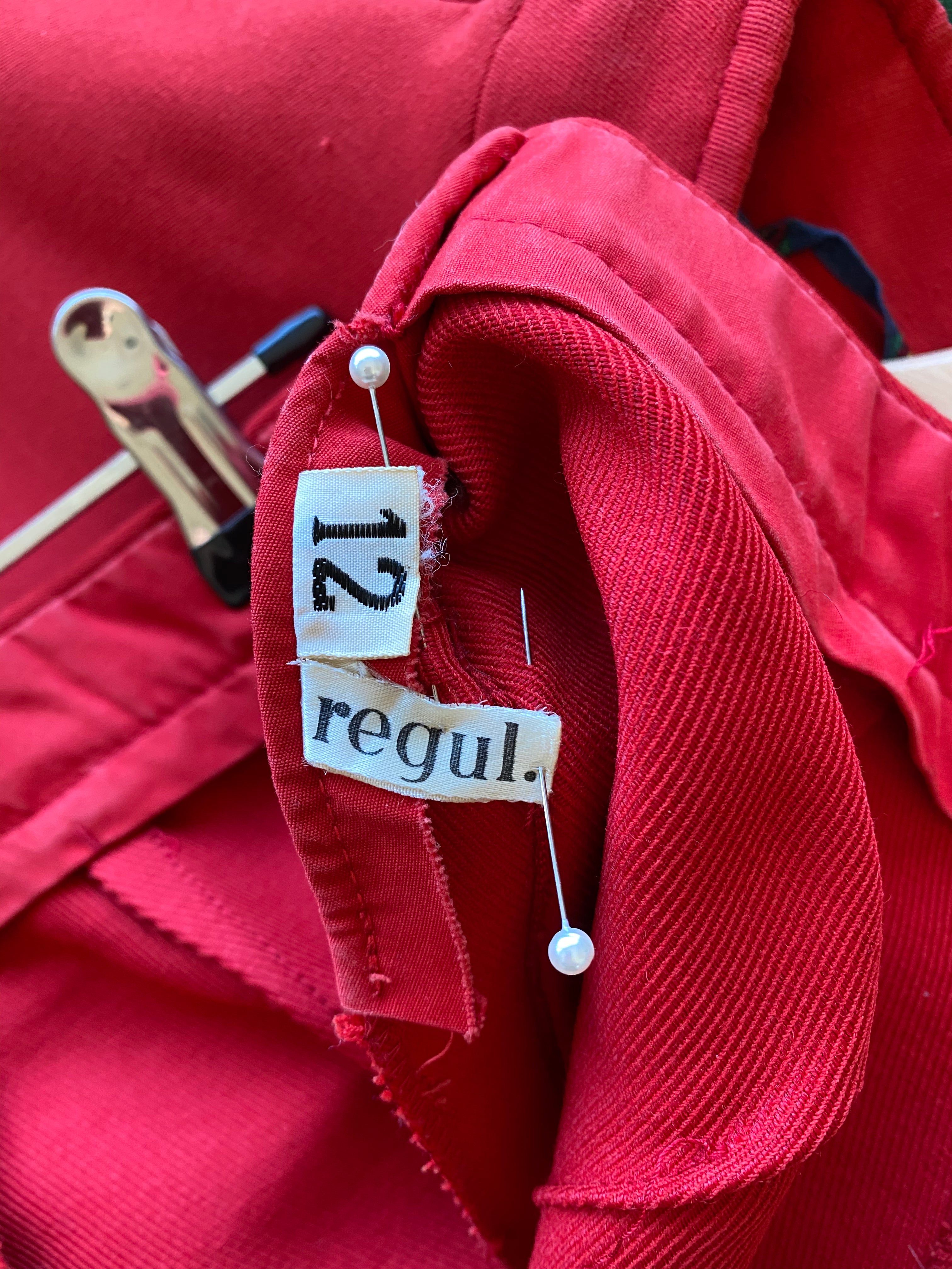 Vintage Bogner Red 2-piece ski suit; size lable