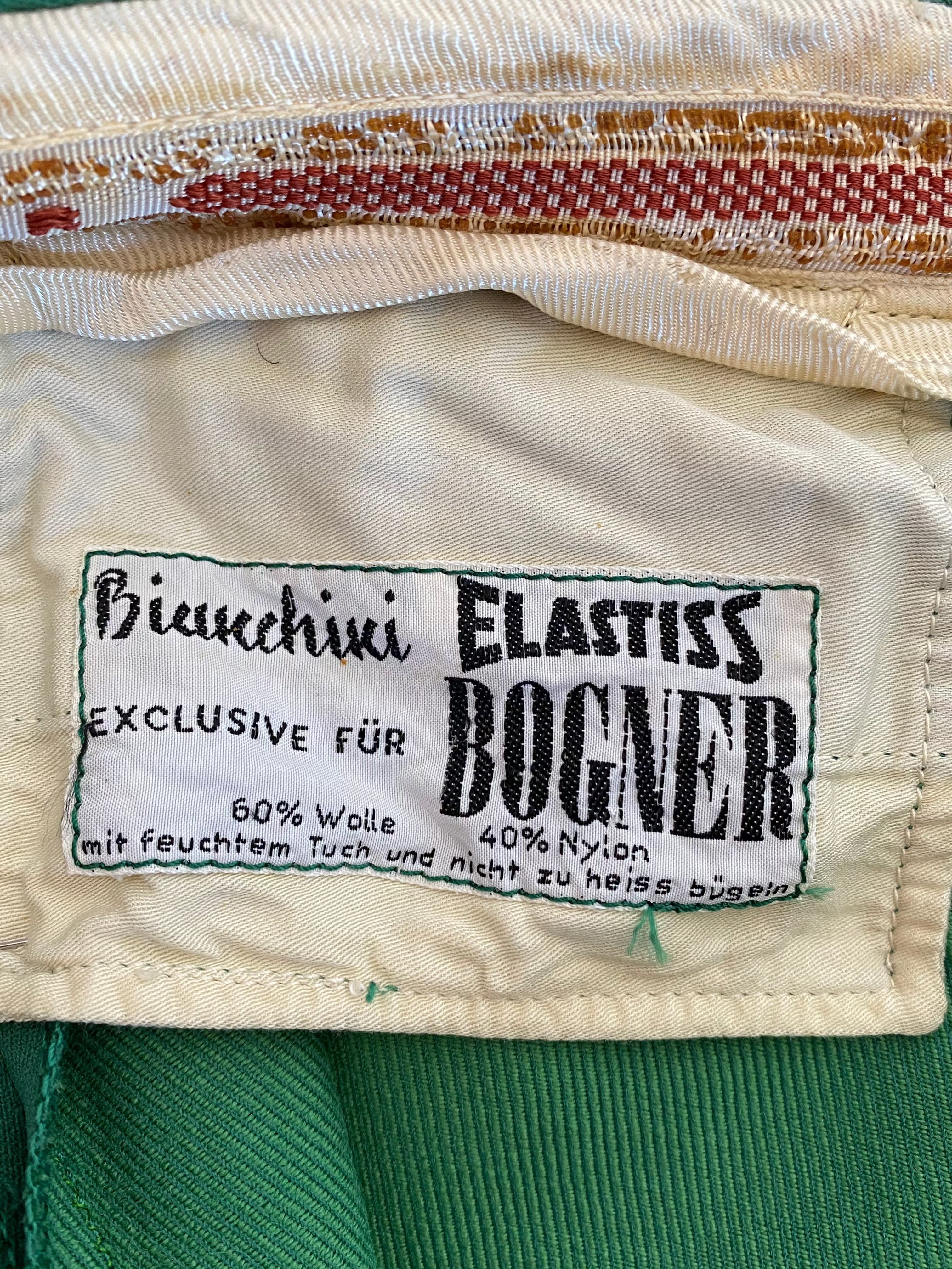 Vintage Bogner Green 3-piece ski suit; pants label