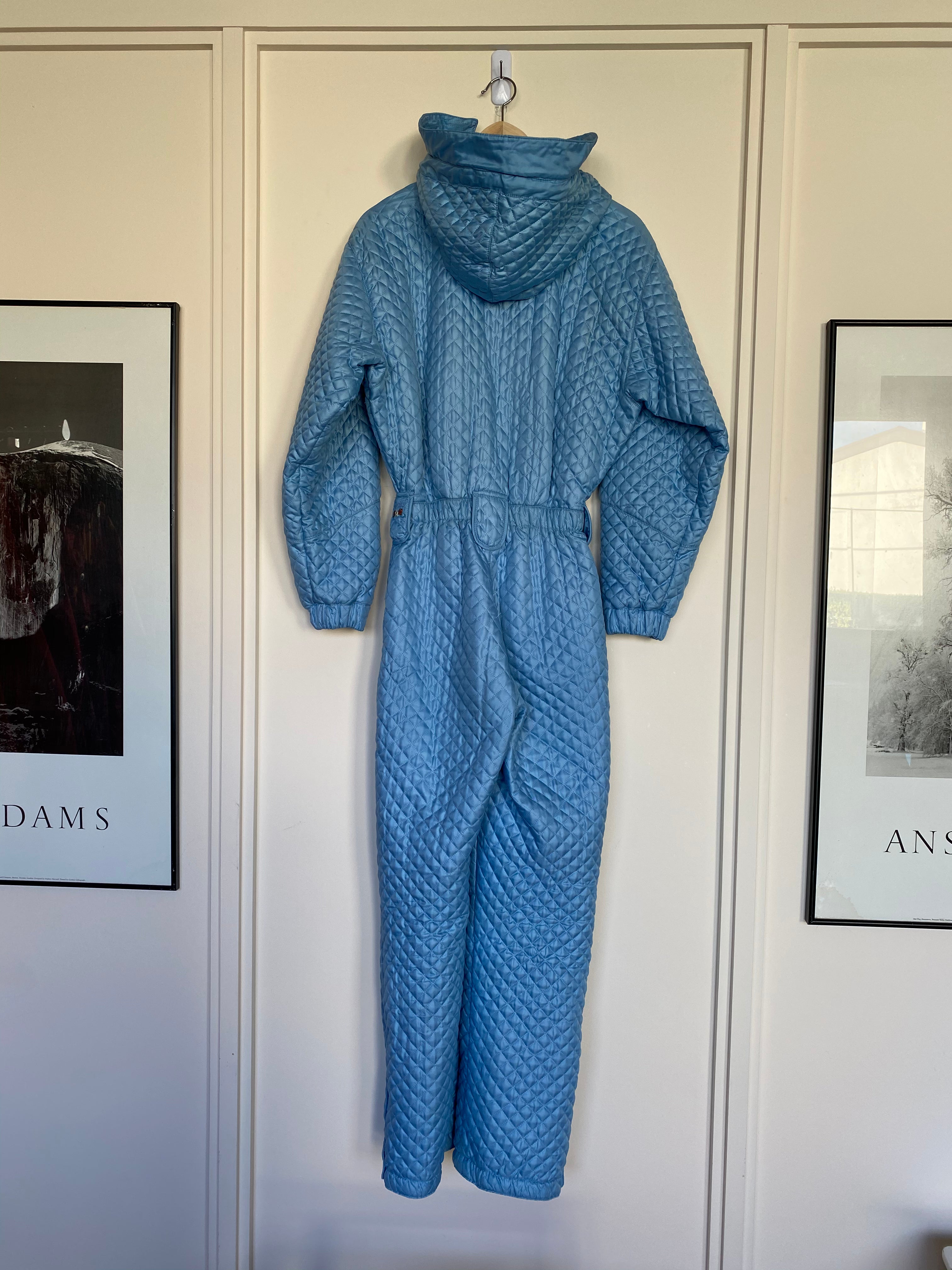 Vintage Postcard Italy Powder Blue Quilted One Piece Ski Suit (Rent)