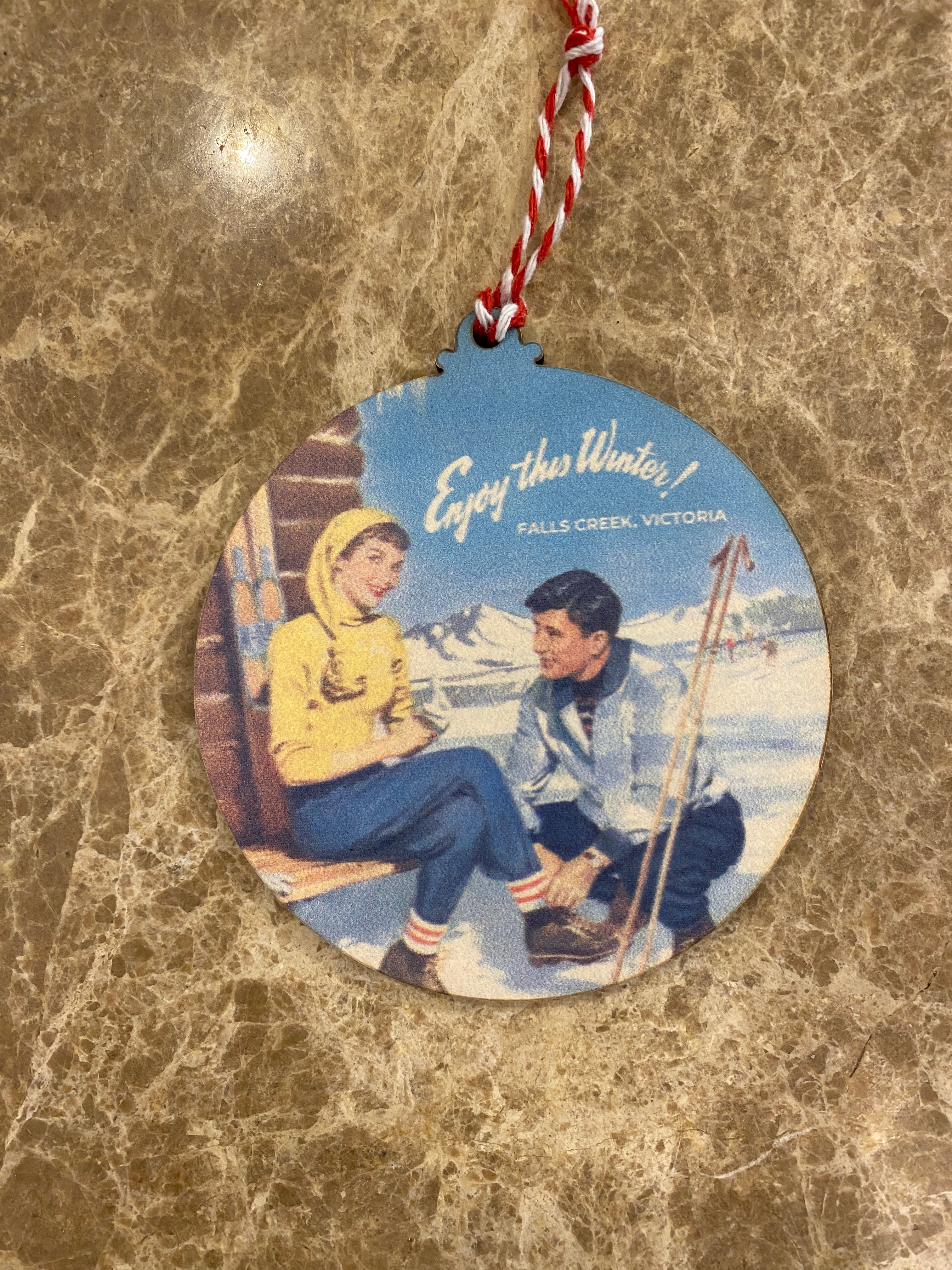 Enjoy the winter, Falls Creek Vintager Snow Bauble