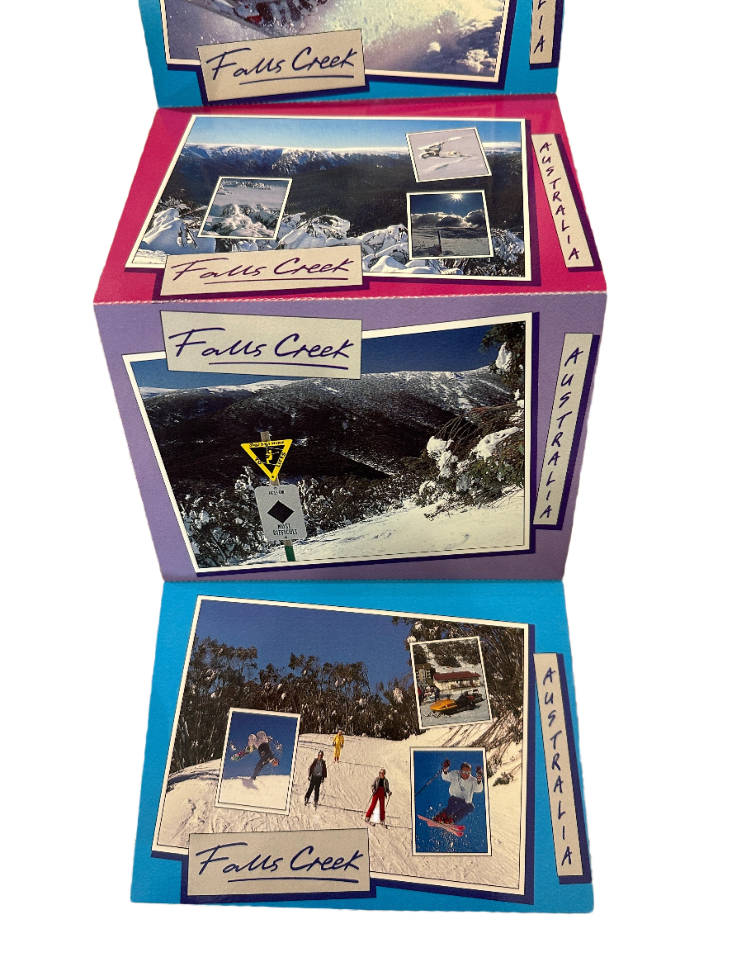 Falls Creek 1990's Fold out Post Card Set - coloured background unfolded 5