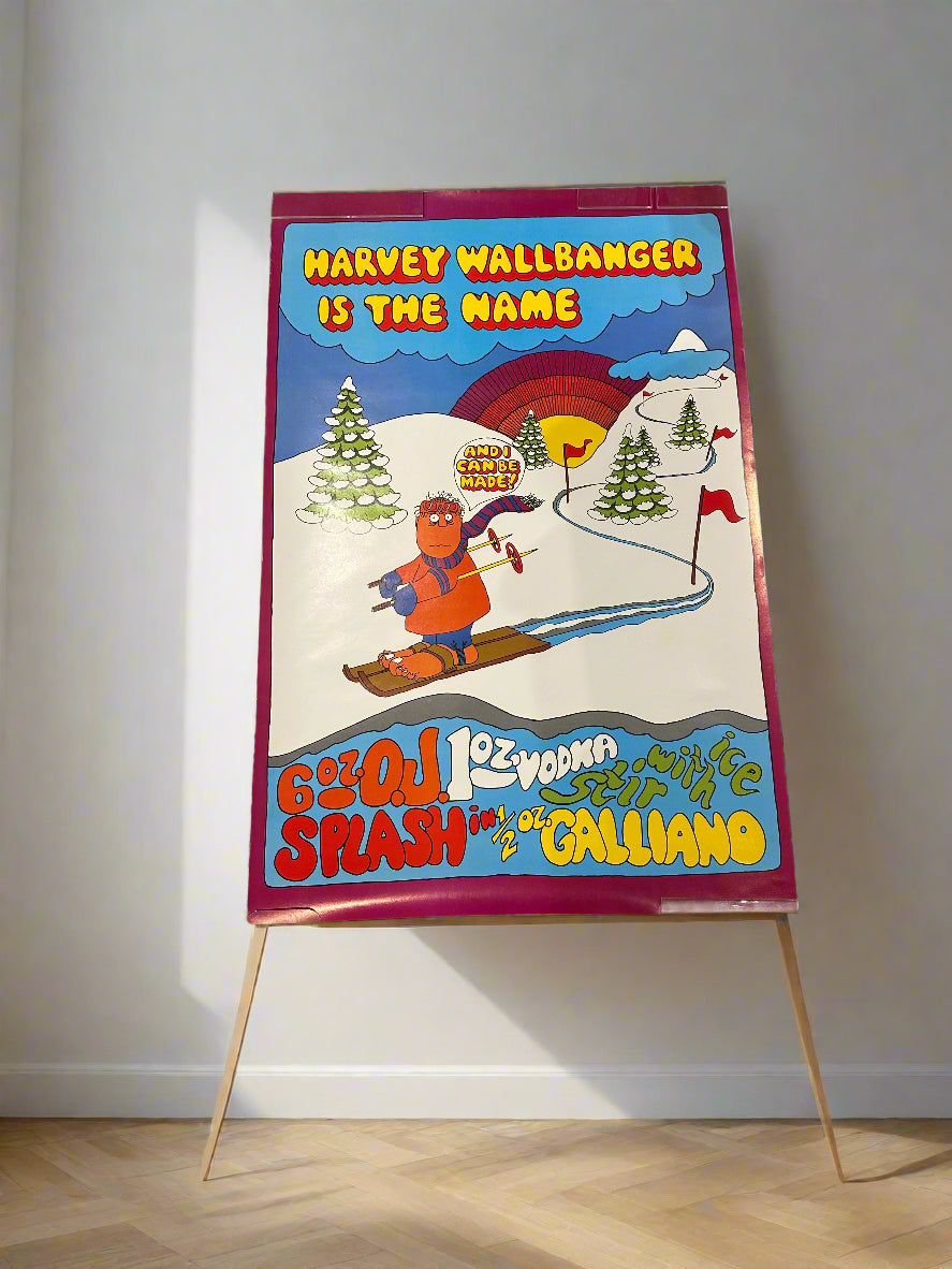 Vintage 1970's The Name Is Harvey Wallbanger Skiing Advertising Poster. 1