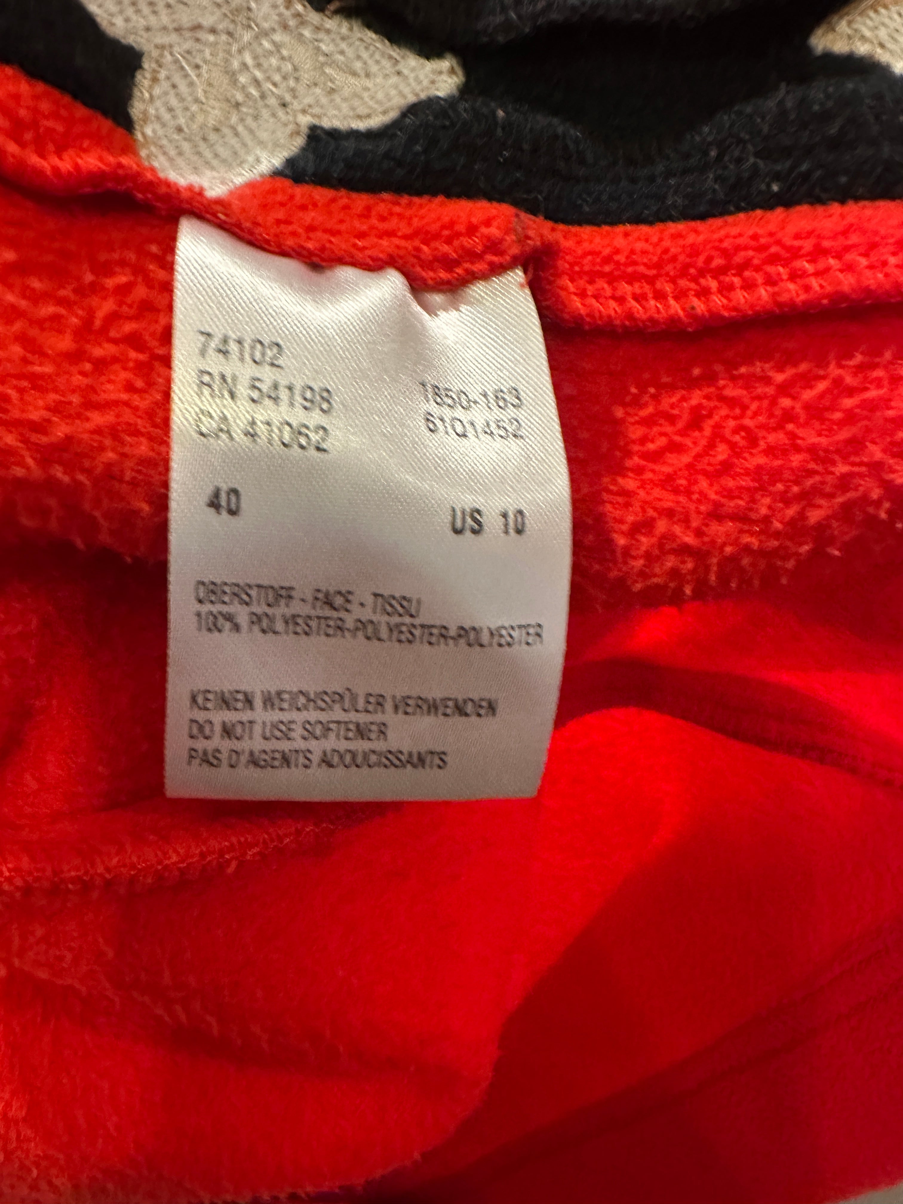 Vintage Bogner Red Fleece with Butterfly Floral Embroidered Arms. Size Label