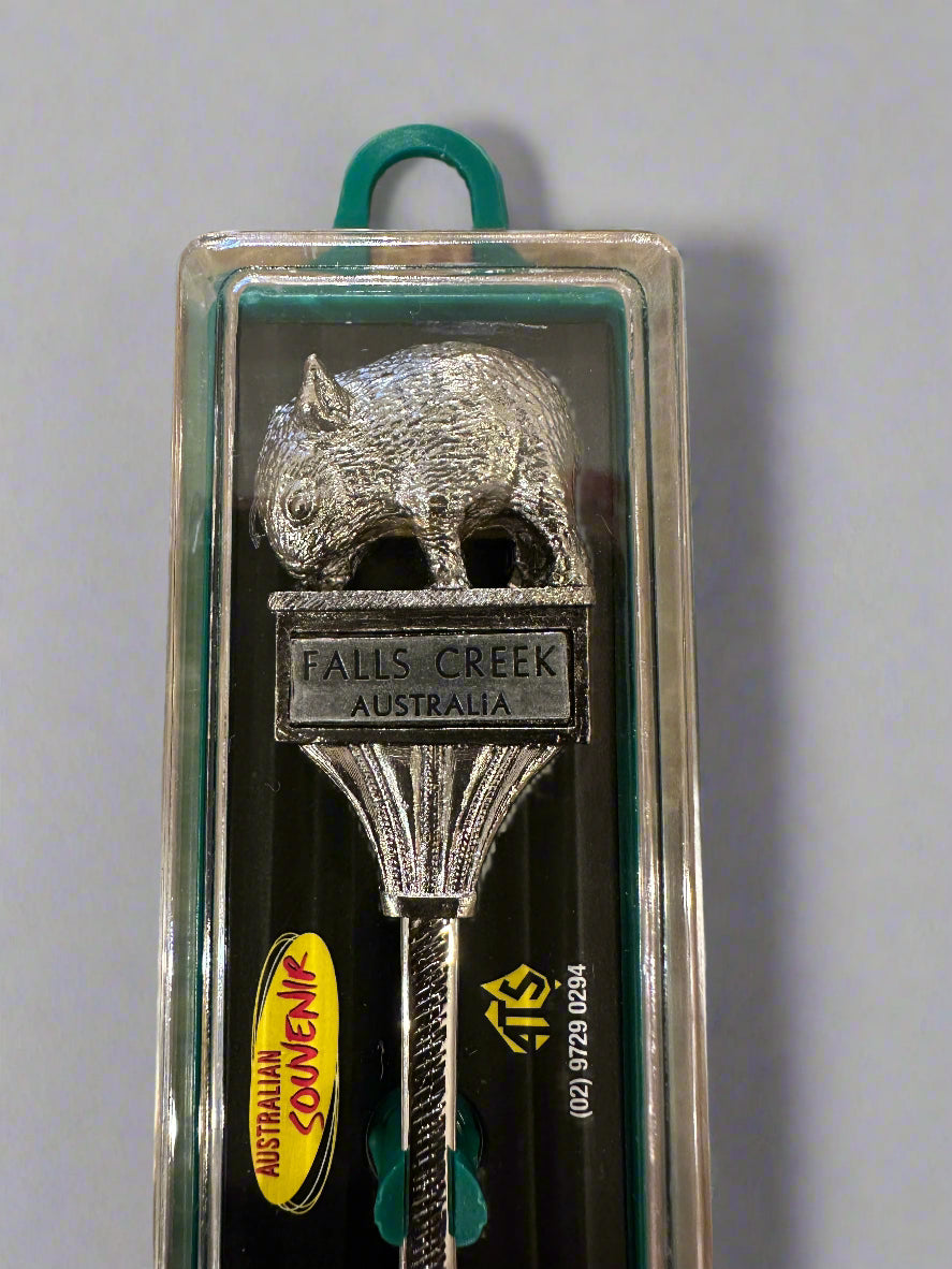 Retro Falls Creek Wombat Teaspoon, close up