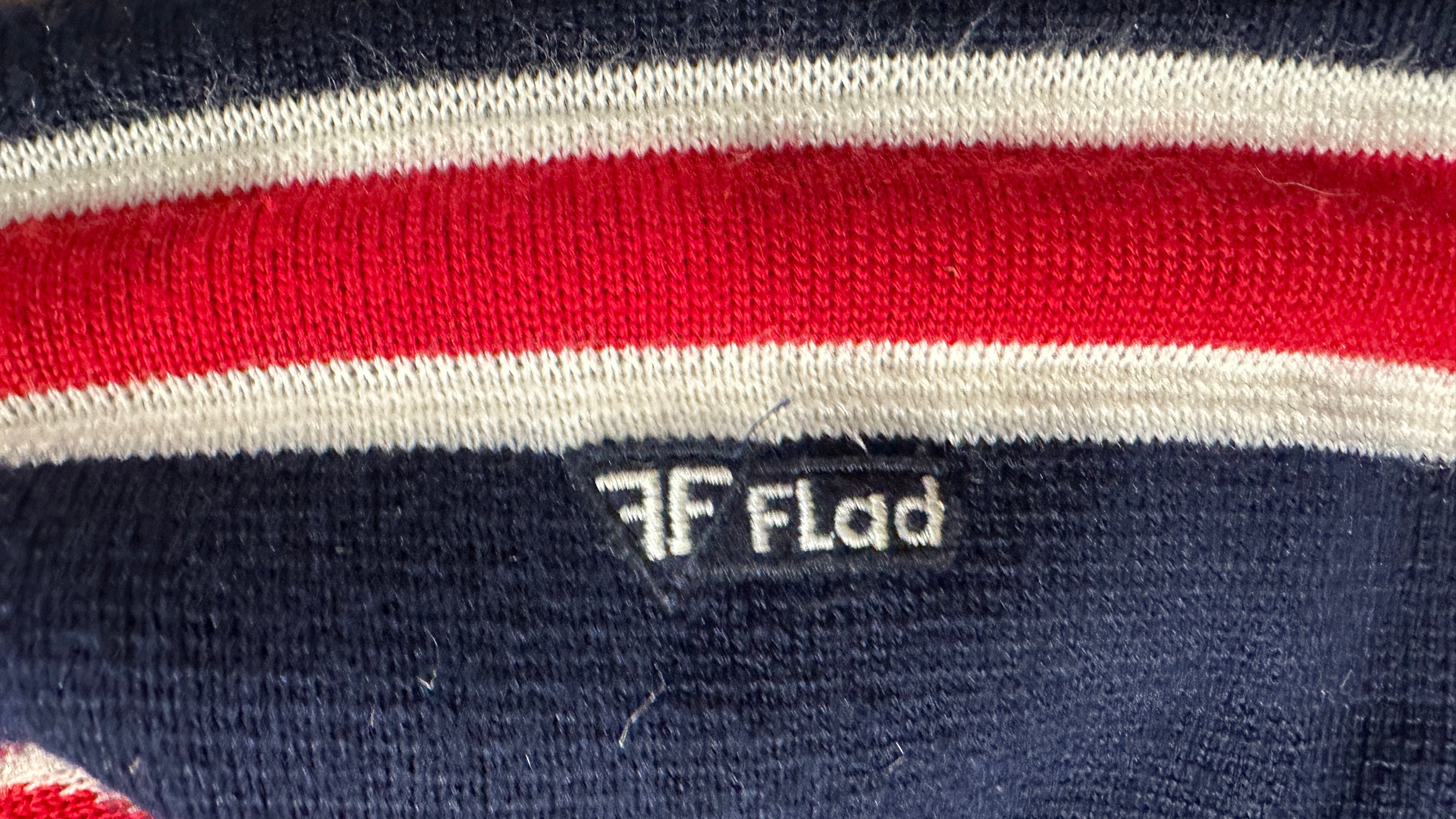 Vintage Flad  Navy Red White Padded Ski Race Jumper. Brand Embroidered Logo