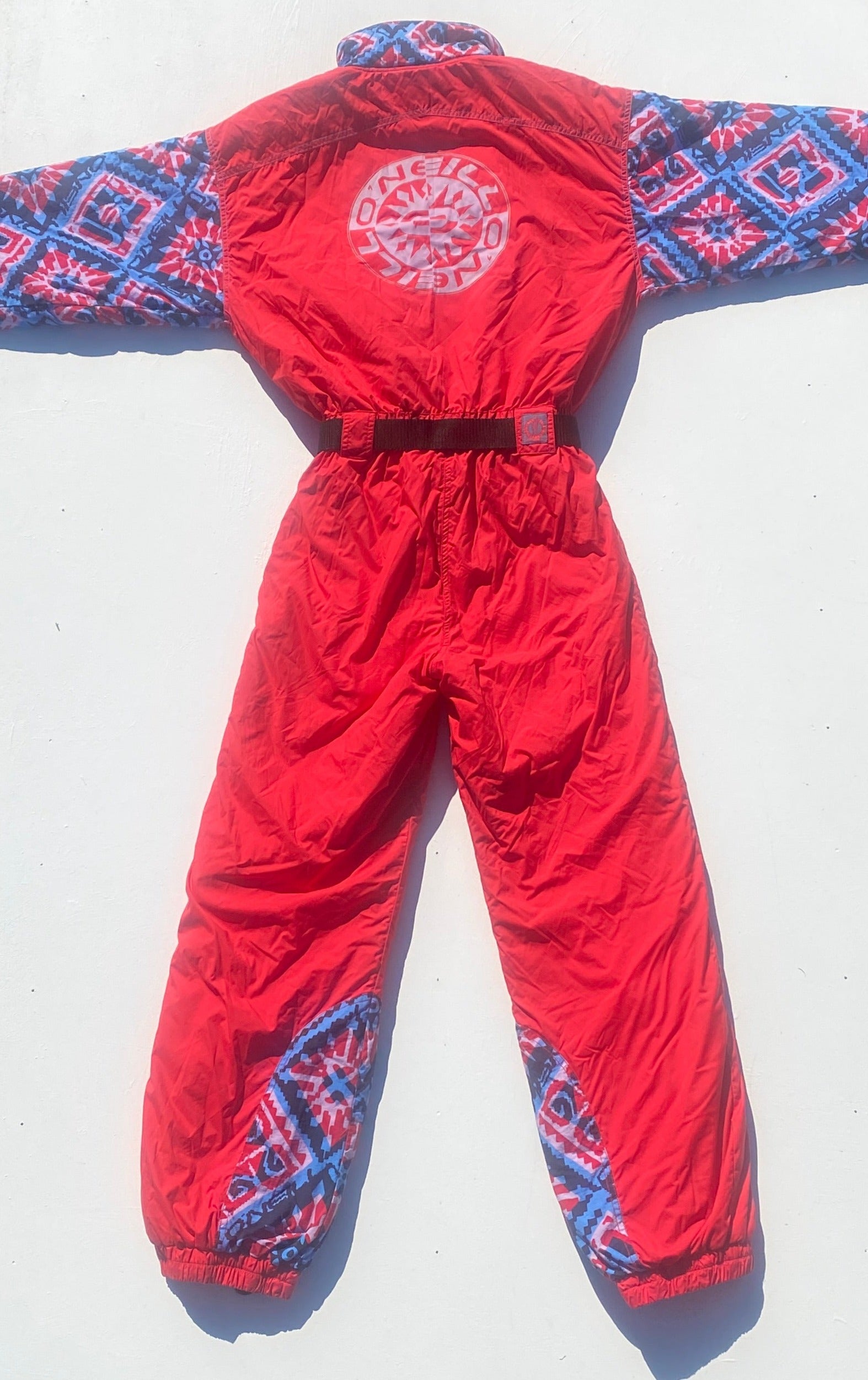 Vintage O'Neill Raspberry Red Multi Colour 1-Piece Snow Suit