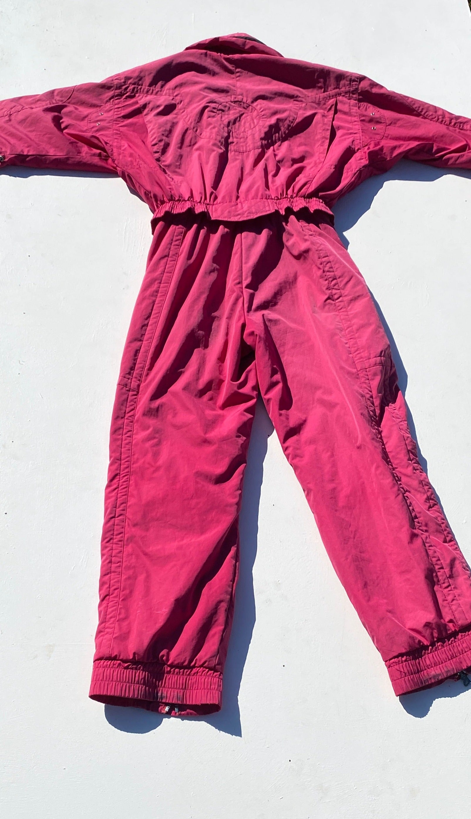 Vintage Bogner Pink 'Helicopter' One Piece Ski Suit, rear