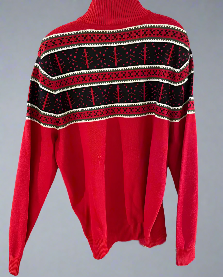 Vintage Nautica Red Fair Isle Style Pattern Jumper. Back