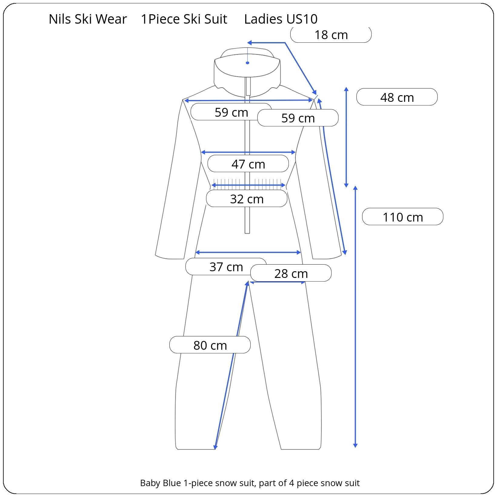 Size Chart 1-piece suit