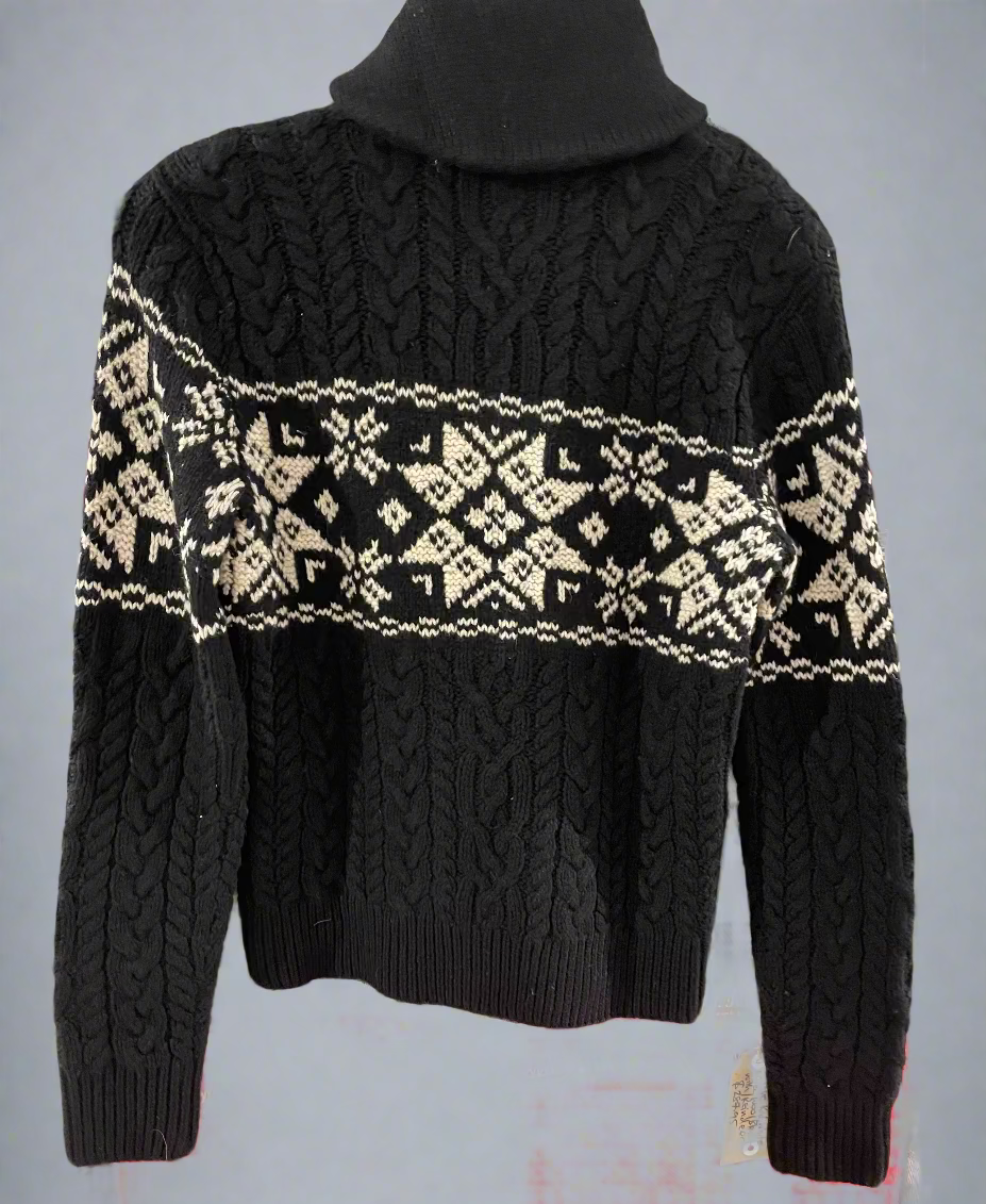 Vintage Ralph Lauren Black & White Snowflake Turtleneck Jumper. back