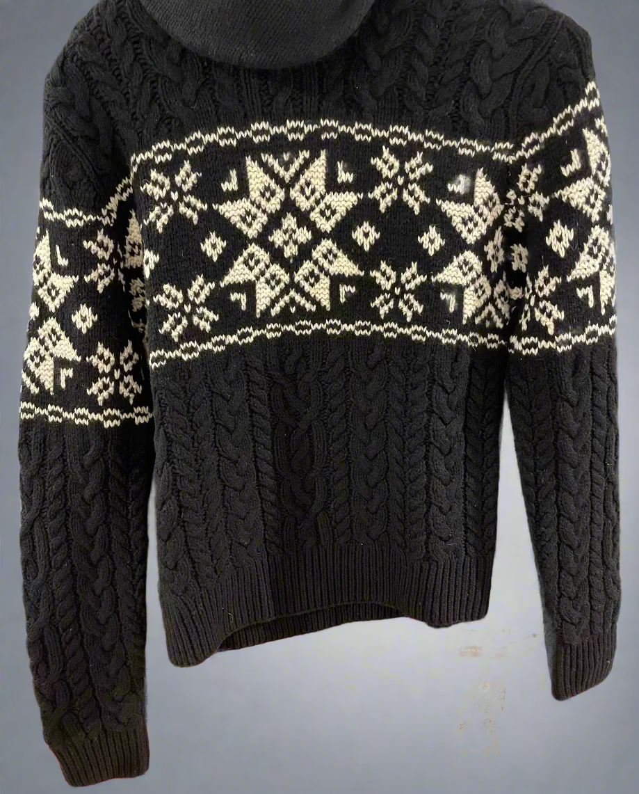 Vintage Ralph Lauren Black & White Snowflake Turtleneck Jumper. Front