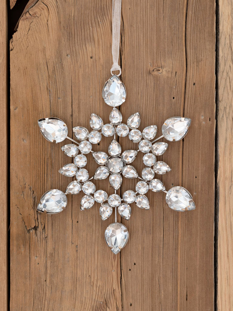 Silver Jewelled Snowflake hanging ornament