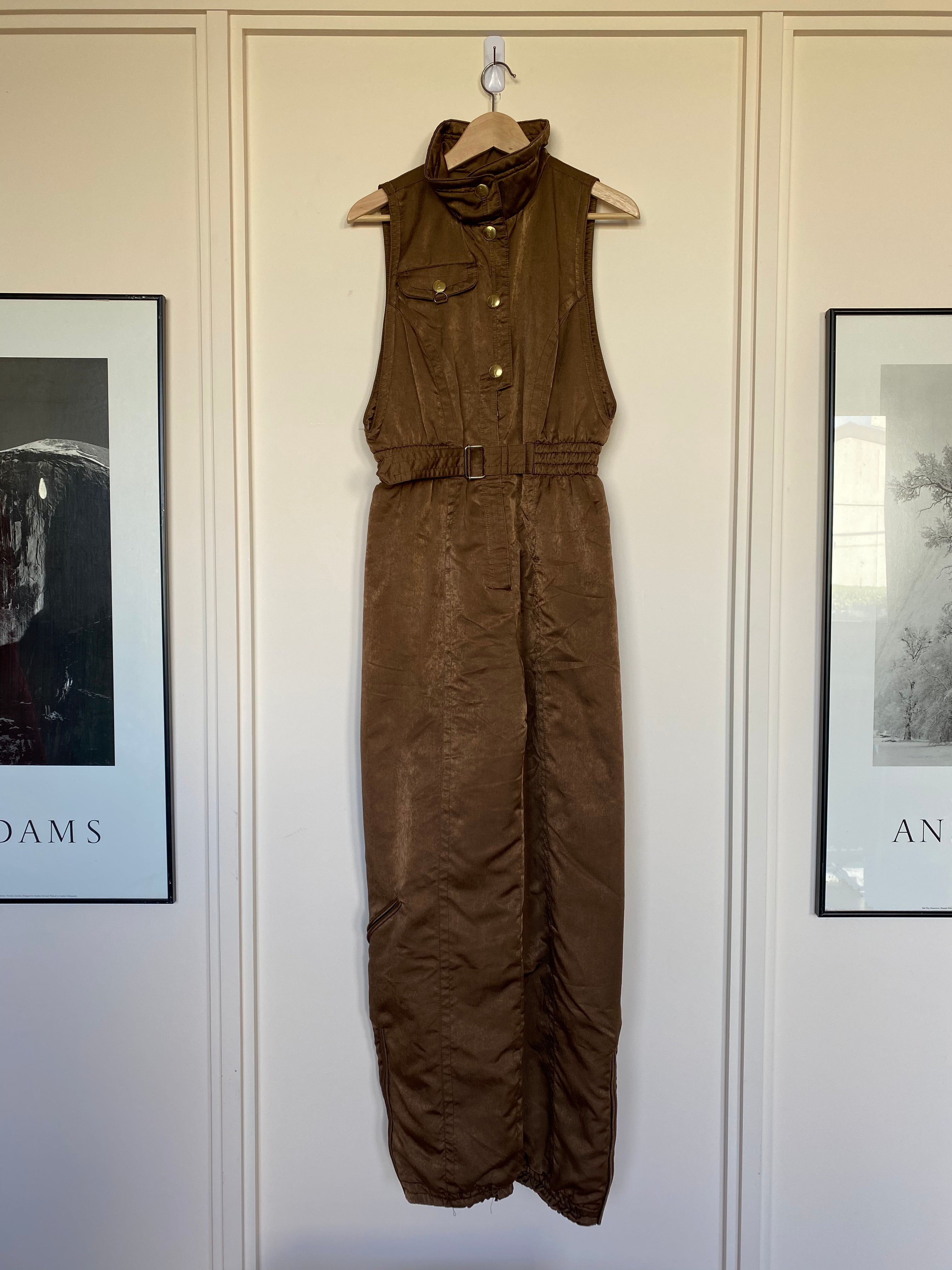 Vintage SKEA Iridescent Brown Sleeveless 1-Piece Ski Suit (Rent)