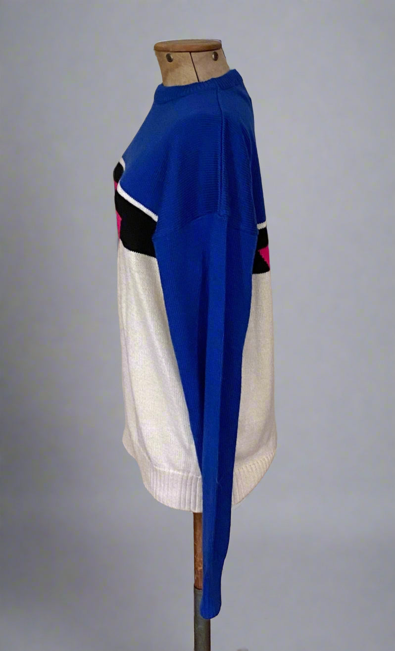 Vintage Tyrolia by Head Blue Black White Pink  Jumper. Side