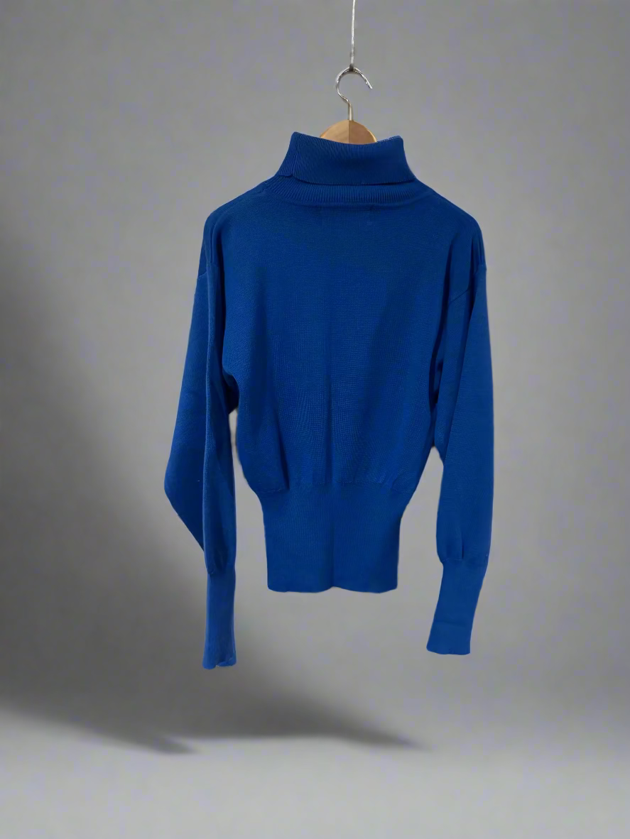 Vintage Kaelin Sky Blue Jumper Metalic Studs in a Snowflake Pattern. Back