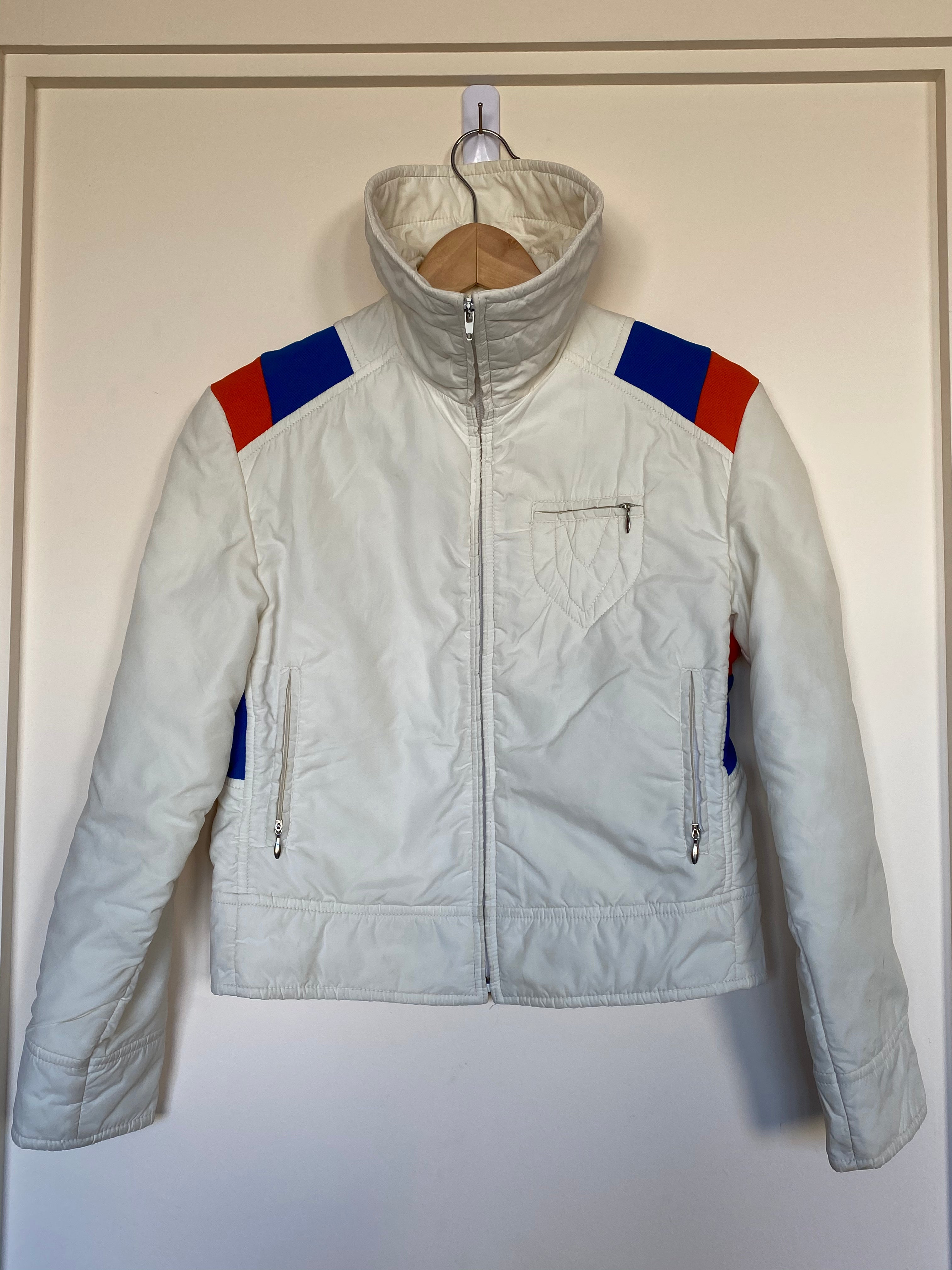 Vintage Roffe White Blue & Orange Ski Jacket, front